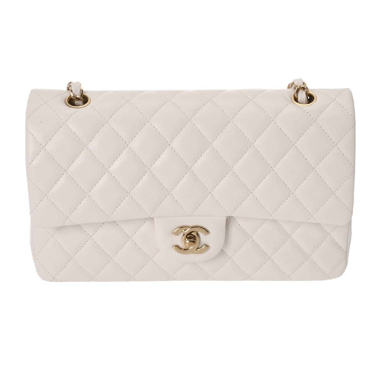 【～4/17 最大5万円クーポン】シャネル CHANEL マトラッセ 11.12 クラシック ハンドバッグ 25cm ホワイト A01112 グレインドカーフスキン レディース ショルダーバッグ chanel シャネル バッグ バック ブランド 【ローン48回払い無金利】【中古】