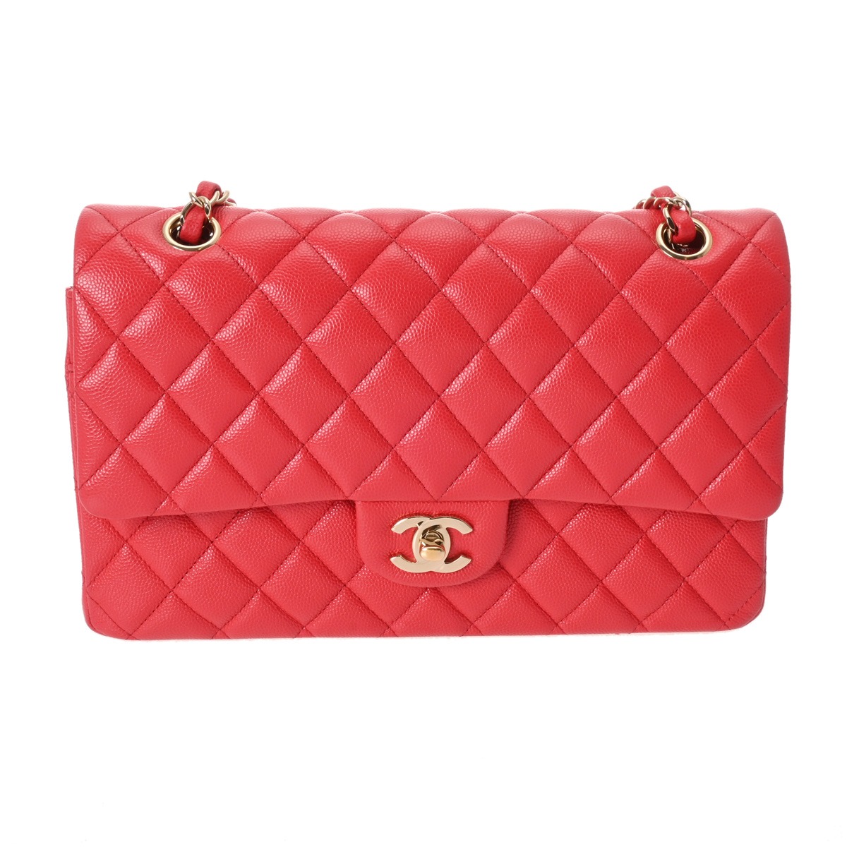 【～4/10 最大5万円クーポン】シャネル CHANEL マトラッセ WフラップWチェーンショルダー 25 レッド A01112 キャビアスキン レディース ショルダーバッグ chanel シャネル バッグ バック ブランド 【ローン48回払い無金利】【中古】