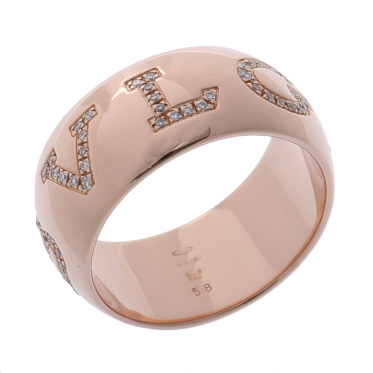 【～4/10 最大5万円クーポン】ブルガリ BVLGARI モノロゴリング #58 デミパヴェ 343356 K18ピンクゴールド PG ダイヤモンド レディース リング・指輪 ブルガリ 【ローン48回払い無金利】【中古】