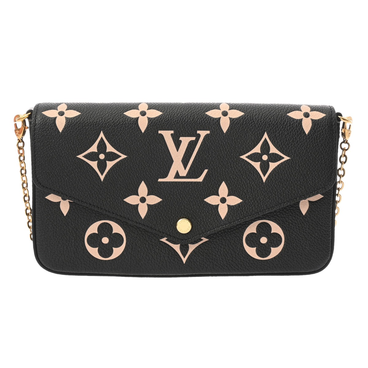 ルイ ヴィトン LOUIS VUITTON バイカラーモノグラムアンプラント ポシェットフェリシー 2WAYクラッチペダル御徒面子 ノワール/ベージュ M82479 なめし革 レディース ショルダーバッグ ヴィトンバッグ うしろ側 ブランド名 【貸し付け金48回払い無利率】【中古】