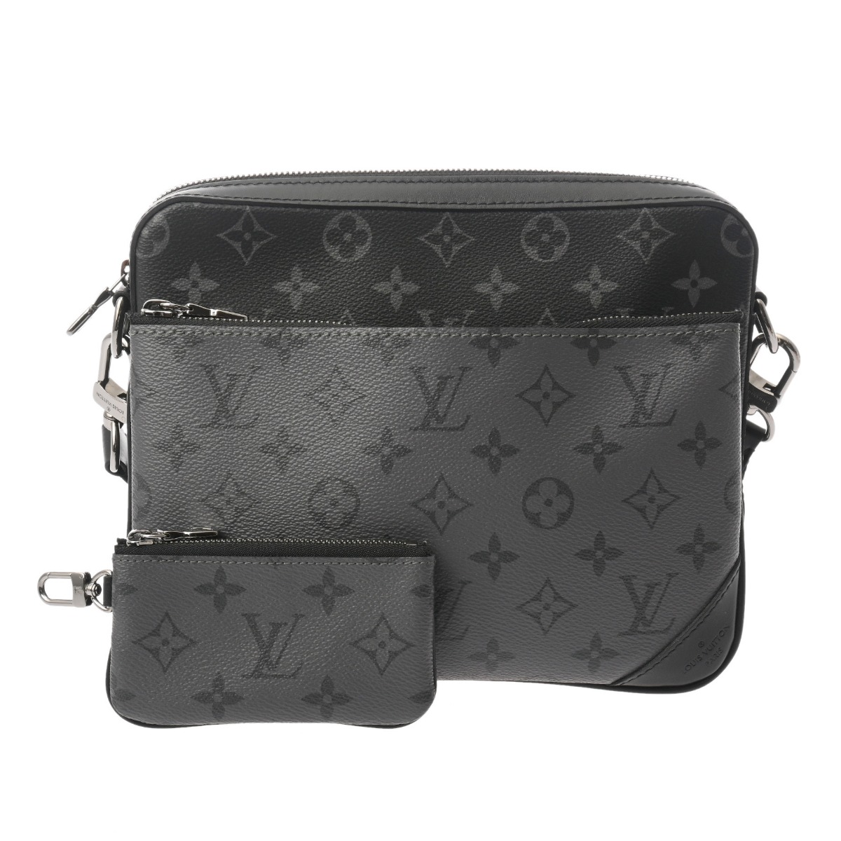【～4/10 最大5万円クーポン】ルイ ヴィトン LOUIS VUITTON モノグラムエクリプス/モノグラムエクリプスリバース トリオメッセンジャー ブラック M69443 モノグラムキャンバス メンズ ショルダーバッグ ヴィトンバッグ バック ブランド 【ローン48回払い無金利】【中古】