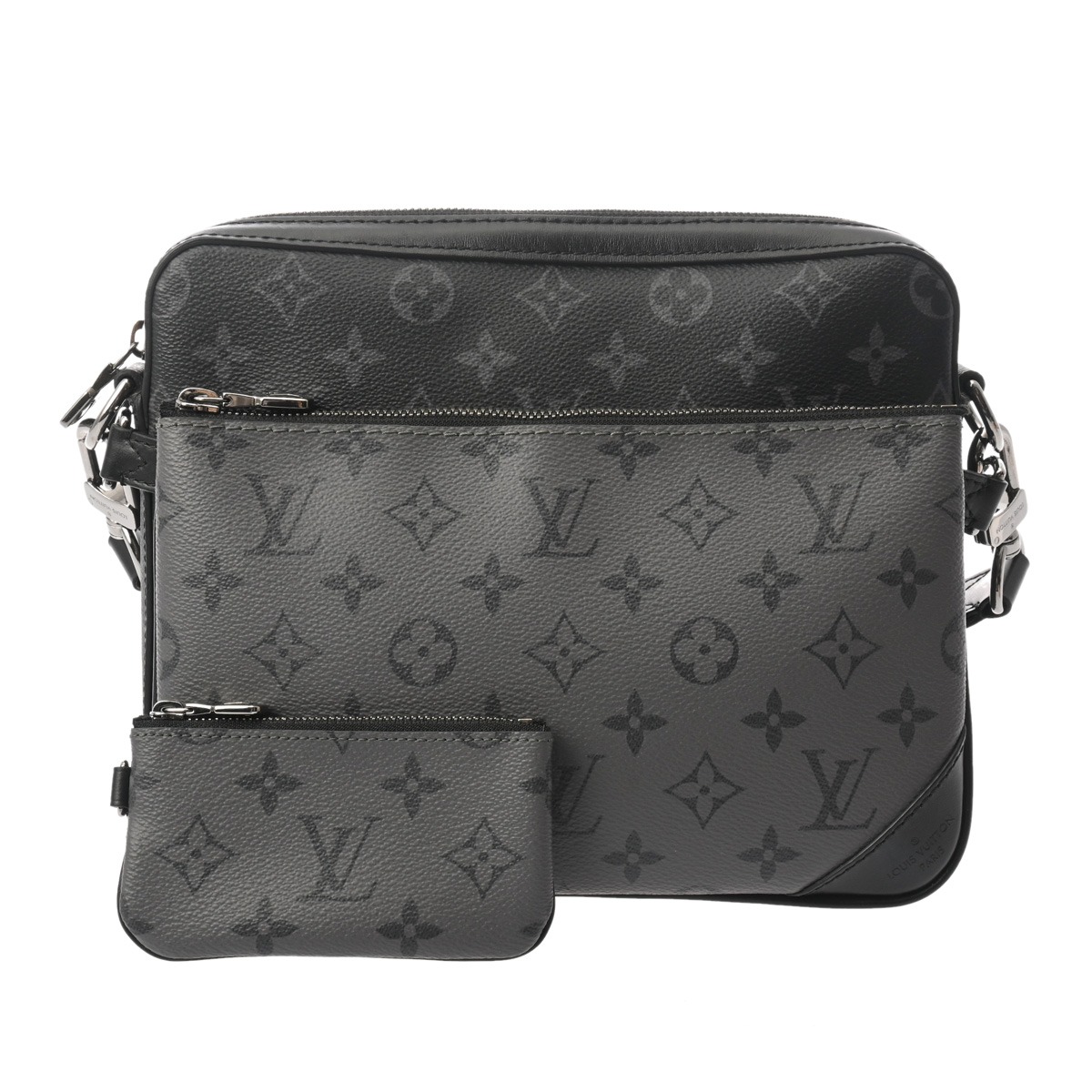 【～4/10 最大5万円クーポン】ルイ ヴィトン LOUIS VUITTON モノグラムエクリプス/モノグラムエクリプスリバース トリオメッセンジャー ブラック M69443 モノグラムキャンバス メンズ ショルダーバッグ ヴィトンバッグ バック ブランド 【ローン48回払い無金利】【中古】