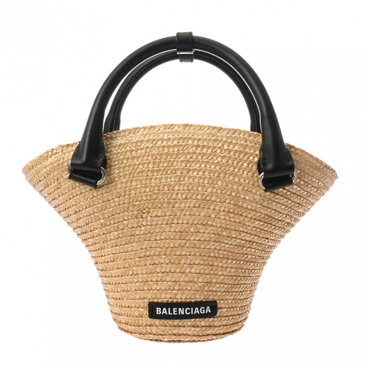 【～4/10 最大5万円クーポン】バレンシアガ BALENCIAGA ビーチ ミニバッグ ベージュ/ブラック 744138 9560 0 535269 ラフィア/レザー レディース かごバッグ・バスケット バレンシアガ かごバッグ・バスケット バック ブランド 【ローン48回払い無金利】【中古】