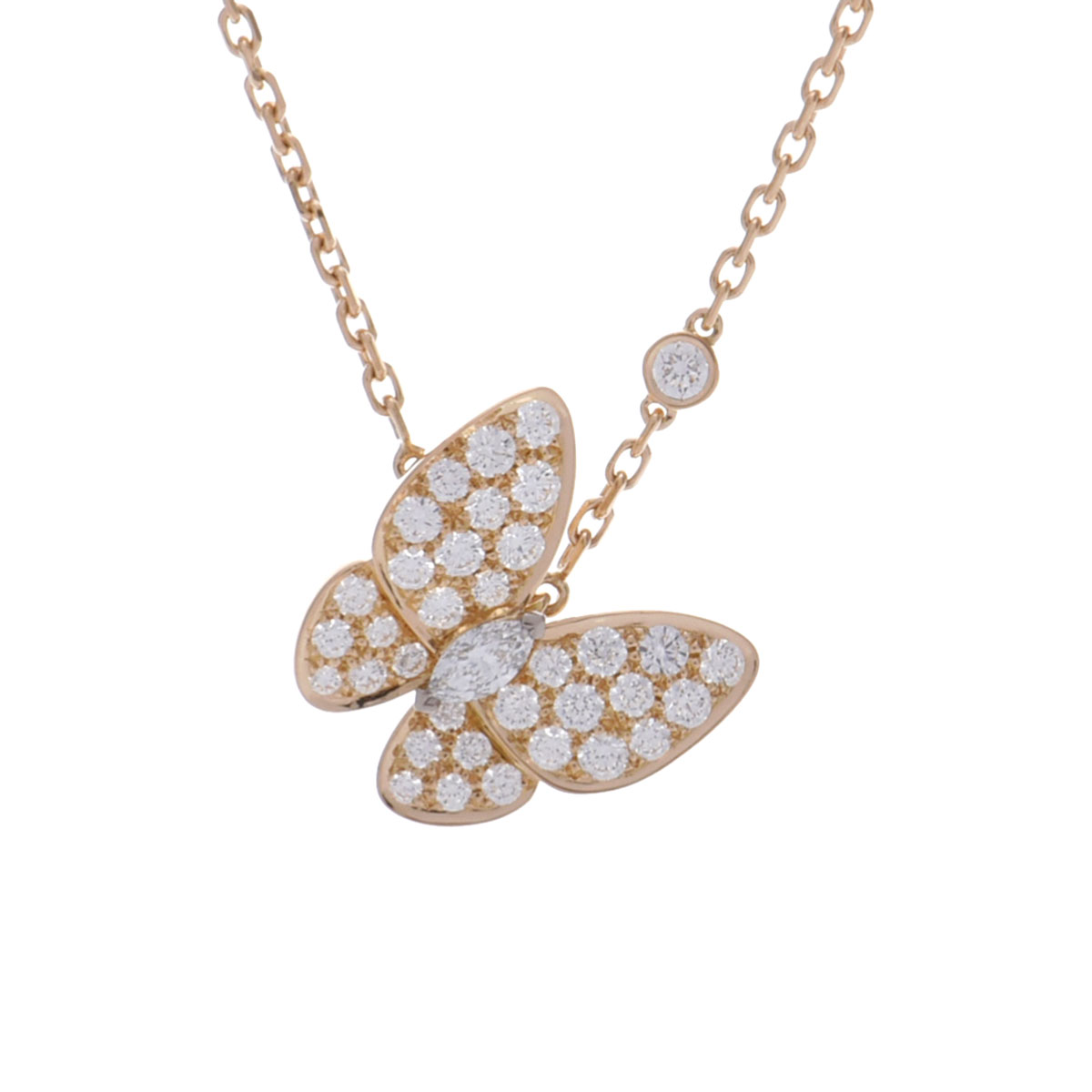 【～4/10 最大5万円クーポン】ヴァン クリーフ&アーペル Van Cleef & Arpels ドゥパピヨン ネックレス パヴェ VCARP3DP00 K18イエローゴールド YG ダイヤモンド レディース ネックレス ヴァン クリーフ&アーペル 【ローン48回払い無金利】【中古】