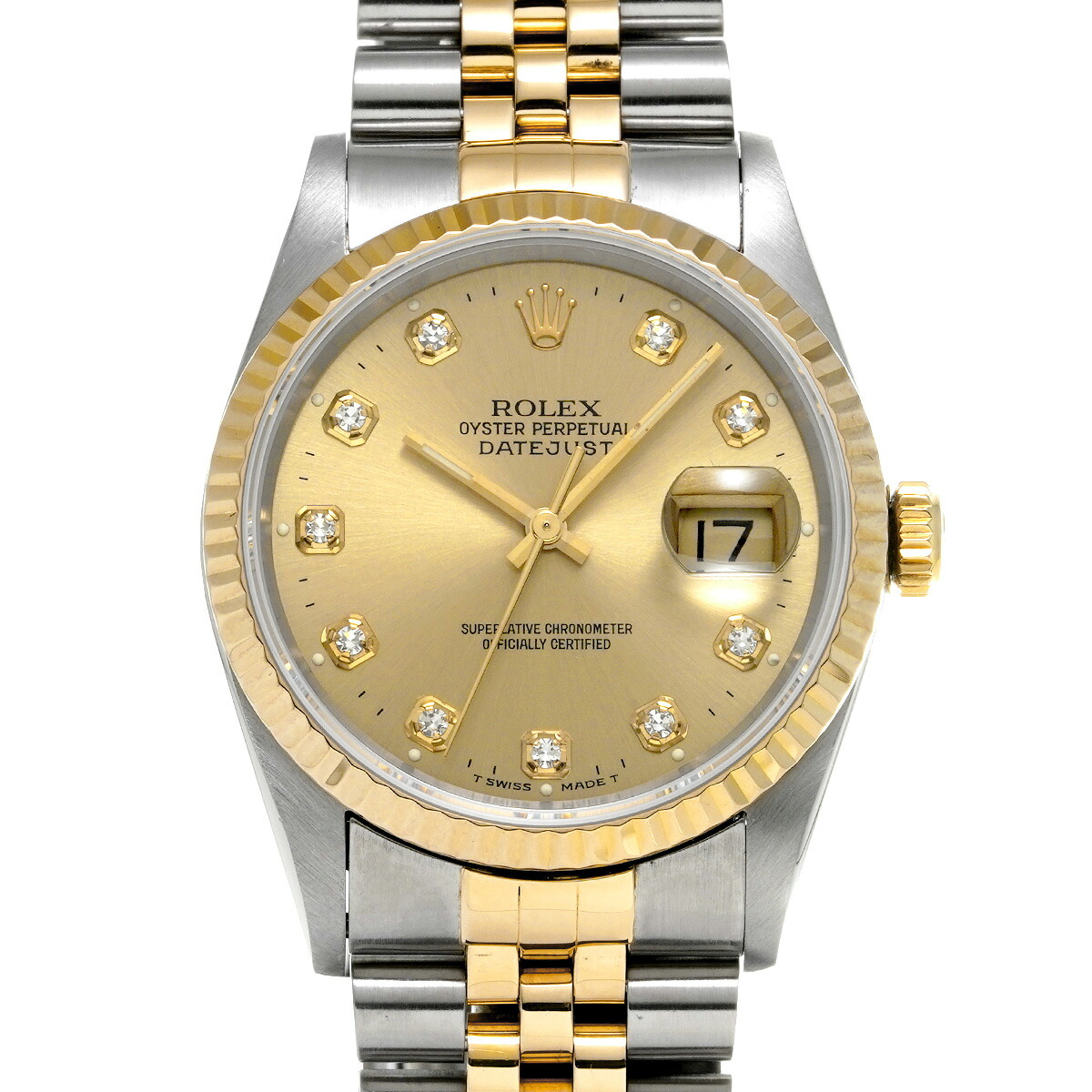 【～7/26 最大5万円クーポン】ロレックス ROLEX デイトジャスト 16233G W番(1995年頃製造) シャンパン/ダイヤモンド メンズ 腕時計 ロレックス 時計 高級腕時計 ブランド 【ローン48回払い無金利】【中古】｜ウォッチニアン ブランド品専門店