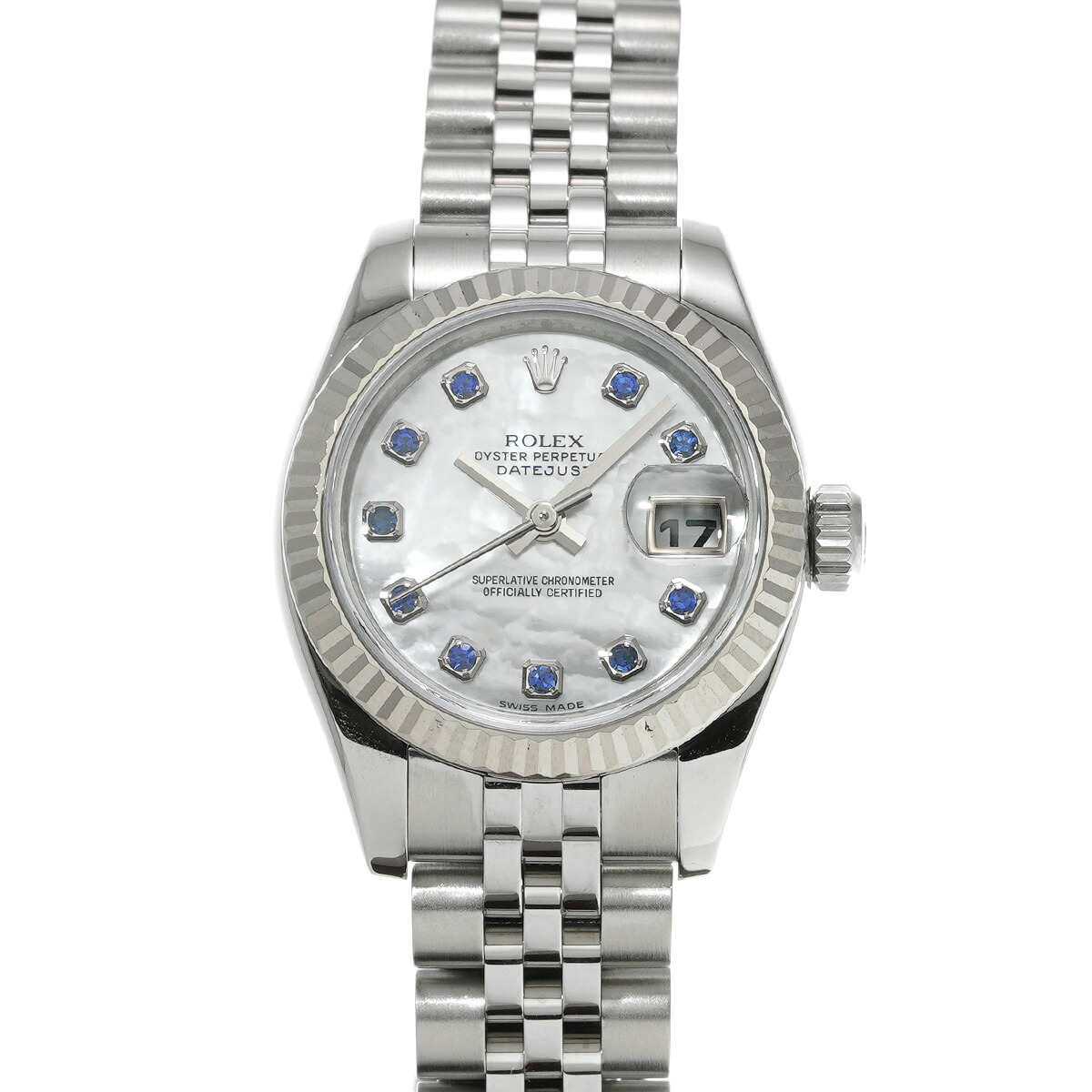 【～4/17 最大5万円クーポン】ロレックス ROLEX デイトジャスト 179174NGS Z番(2007年頃製造) ホワイトシェル/サファイア レディース 腕時計 ロレックス 時計 高級腕時計 ブランド 【ローン48回払い無金利】【中古】