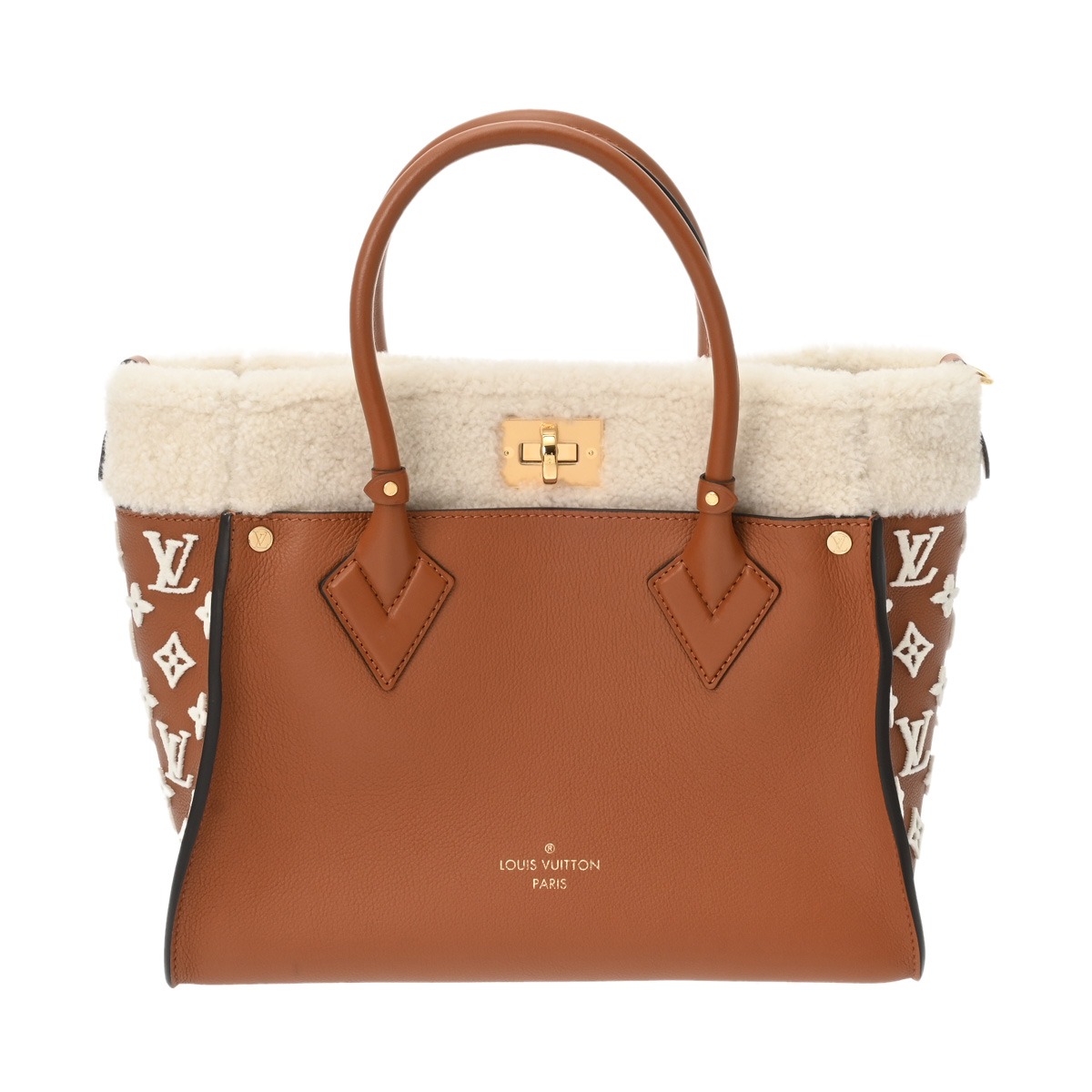 【～4/10 最大5万円クーポン】ルイ ヴィトン LOUIS VUITTON オンマイサイド MM ブラウン M21004 グレインカーフレザー/シアリング レディース ハンドバッグ ヴィトンバッグ バック ブランド 【ローン48回払い無金利】【中古】