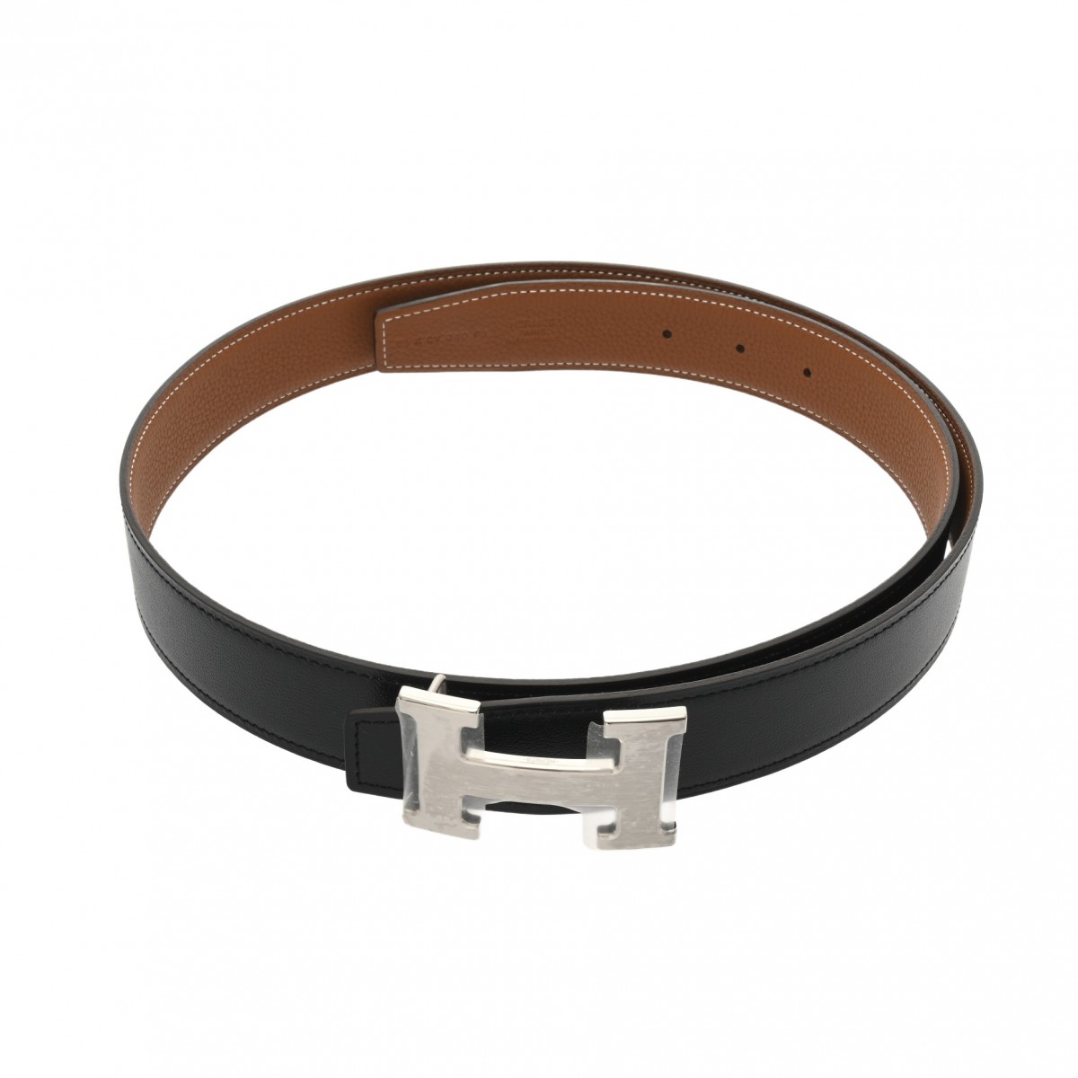 【～4/10 最大5万円クーポン】エルメス HERMES ベルトバックル&リバーシブルベルト #95 ブラック/ゴールド ボックスカーフ/トゴ メンズ ベルト エルメス 【ローン48回払い無金利】【未使用】