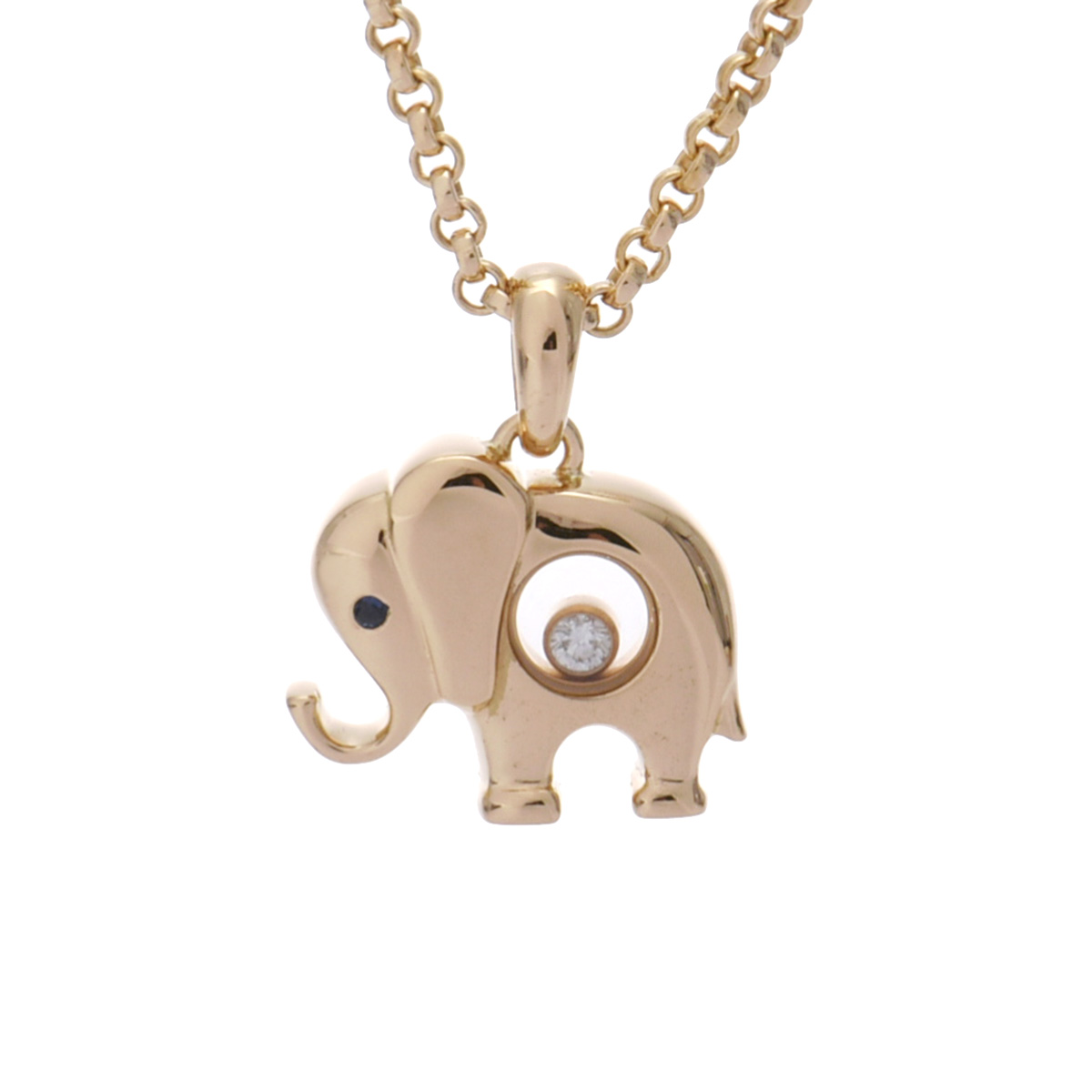 ショパール Chopard ハッピーダイヤ エレファントモチーフ ネックレス 79/2189-20 K18イエローゴールド YG ダイヤモンド レディース ネックレス ショパール 【ローン48回払い無金利】【中古】