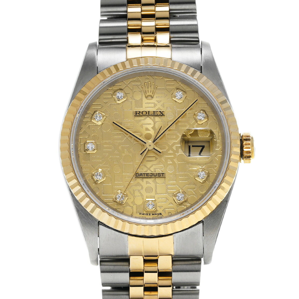 ロレックス ROLEX デイトジャスト 16233G W番(1995年頃製造) シャンパンコンピュータ/ダイヤモンド メンズ 腕時計 ロレックス 時計 高級腕時計 ブランド 【ローン48回払い無金利】【中古】