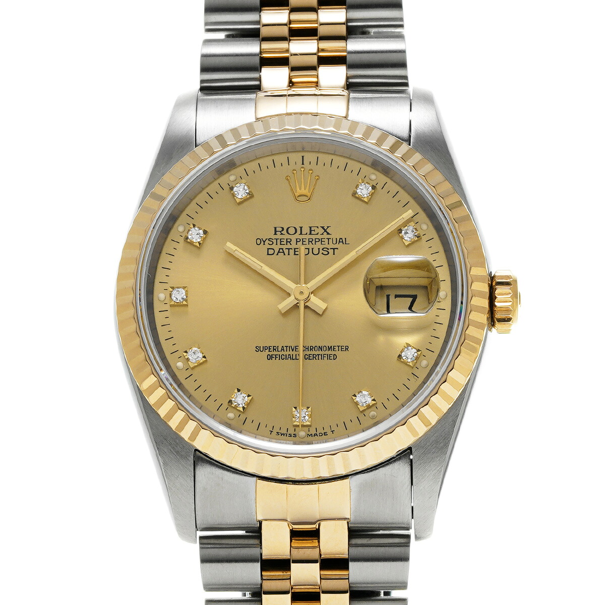 ロレックス ROLEX デイトジャスト 16233G S番(1994年頃製造) シャンパン/ダイヤモンド メンズ 腕時計 ロレックス 時計 高級腕時計 ブランド 【ローン48回払い無金利】【中古】
