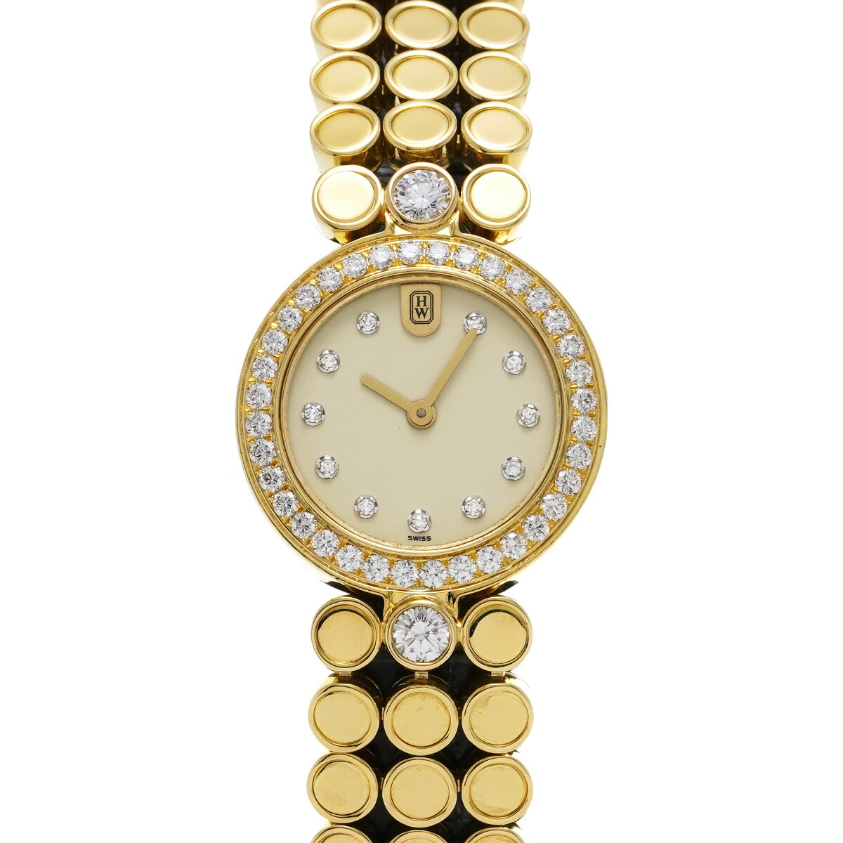 【～4/17 最大5万円クーポン】ハリー ウィンストン HARRY WINSTON シグネチャー 100LQ22GGIDB アイボリー レディース 腕時計 ハリー ウィンストン 時計 高級腕時計 ブランド 【ローン48回払い無金利】【中古】