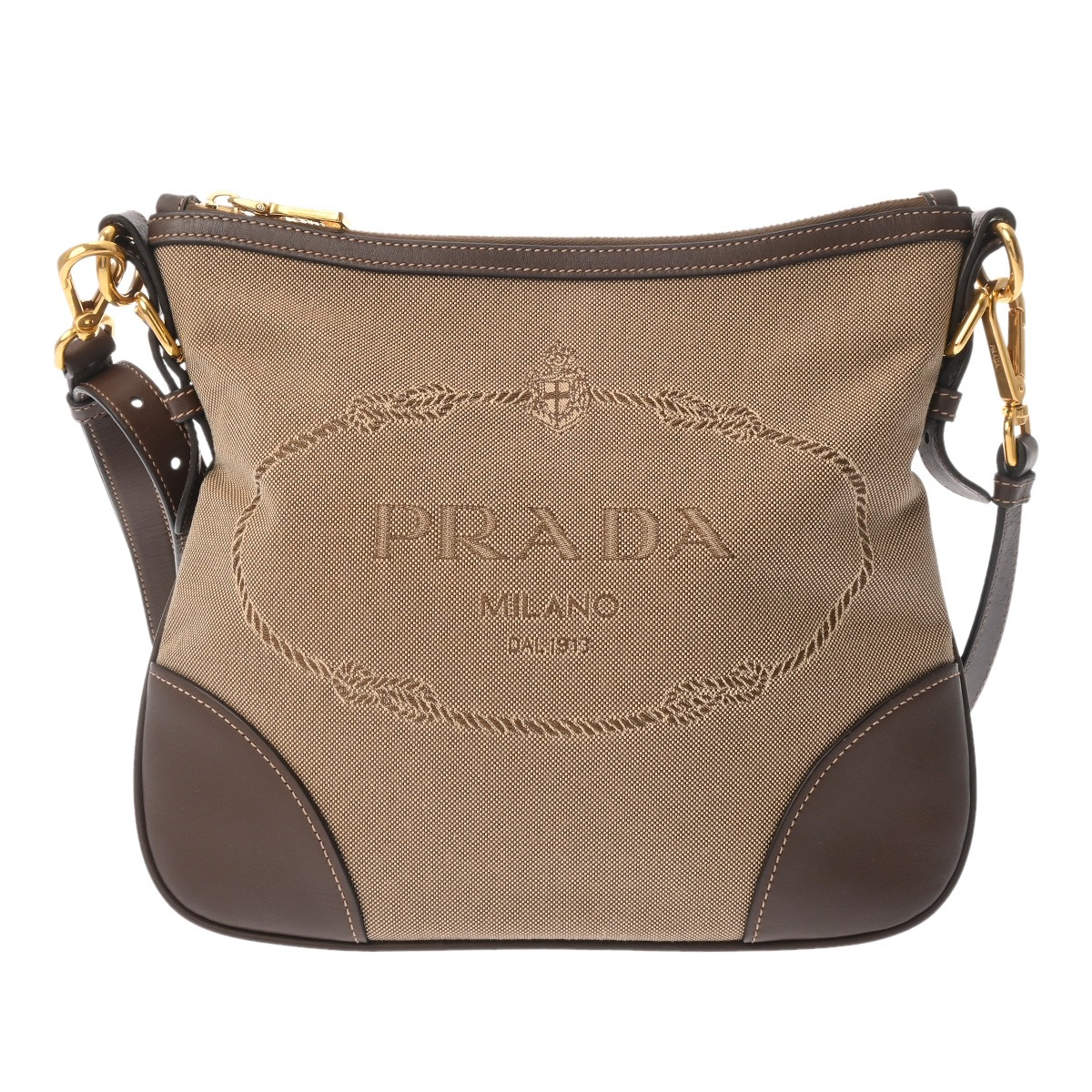 【～4/10 最大5万円クーポン】プラダ PRADA ベージュ/ブラウン BT867A ロゴジャガードキャンバス レディース ショルダーバッグ プラダ ショルダーバッグ バック ブランド 【ローン48回払い無金利】【中古】 40,287円
