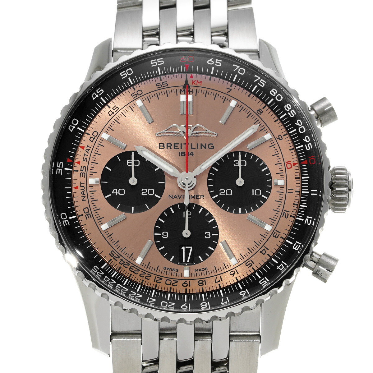 【～4/10 最大5万円クーポン】ブライトリング BREITLING ナビタイマー B01 クロノ AB0138241K1A1 ピンク/ブラック メンズ 腕時計 ブライトリング 時計 高級腕時計 ブランド 【ローン48回払い無金利】【中古】