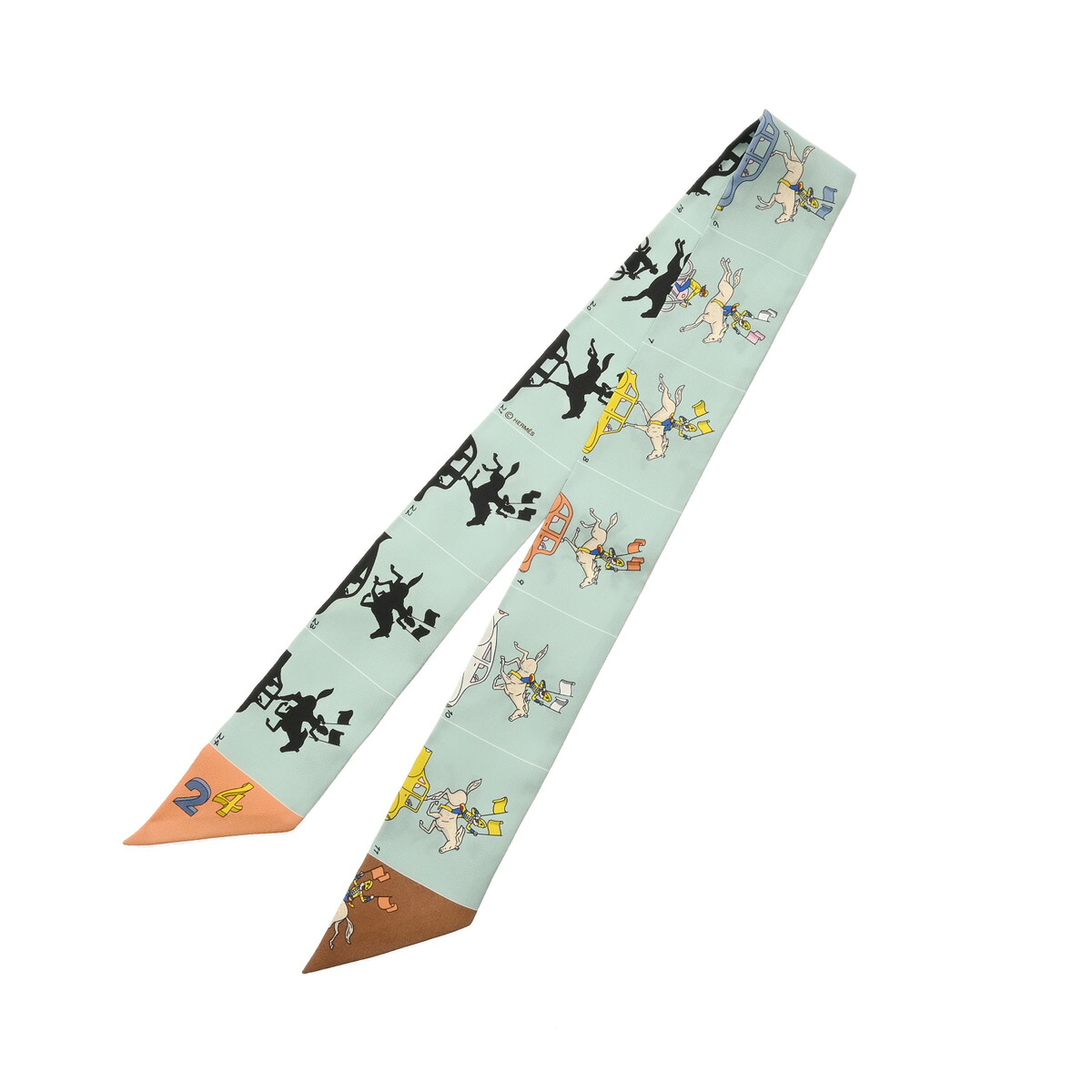 【～4/10 最大5万円クーポン】エルメス HERMES ツイリー HERMES PARADE ブルー系/ブラック/マルチカラー シルク100％ レディース スカーフ エルメス 【ローン48回払い無金利】【未使用】