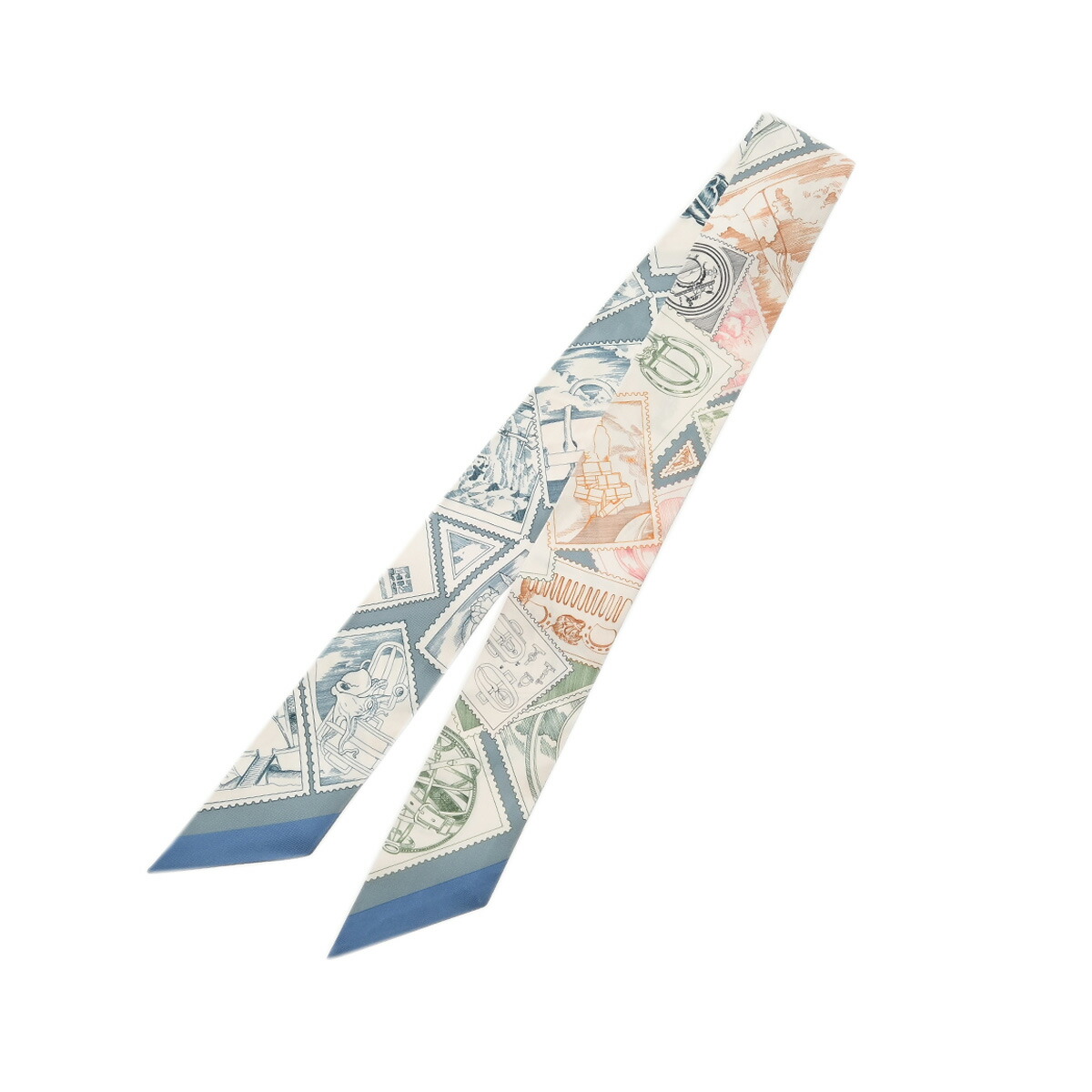 【~4/10 最大5万円クーポン】エルメス HERMES ツイリー STAMPS OF FAUBOURG ホワイト/マルチカラー シルク100% レディース スカーフ エルメス 【ローン48回払い無金利】【未使用】