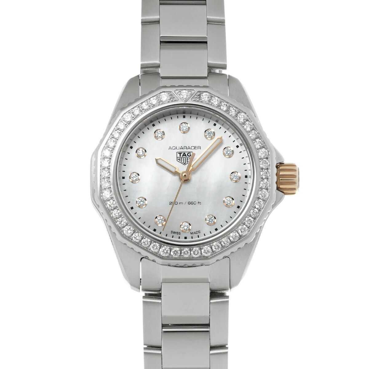 【～4/10 最大5万円クーポン】タグ ホイヤー TAG HEUER アクアレーサー プロフェッショナル 200 クォーツ WBP1451.BA0622 ホワイトシェル/ダイヤモンド メンズ 腕時計 タグ ホイヤー 時計 高級腕時計 ブランド 【ローン48回払い無金利】【中古】
