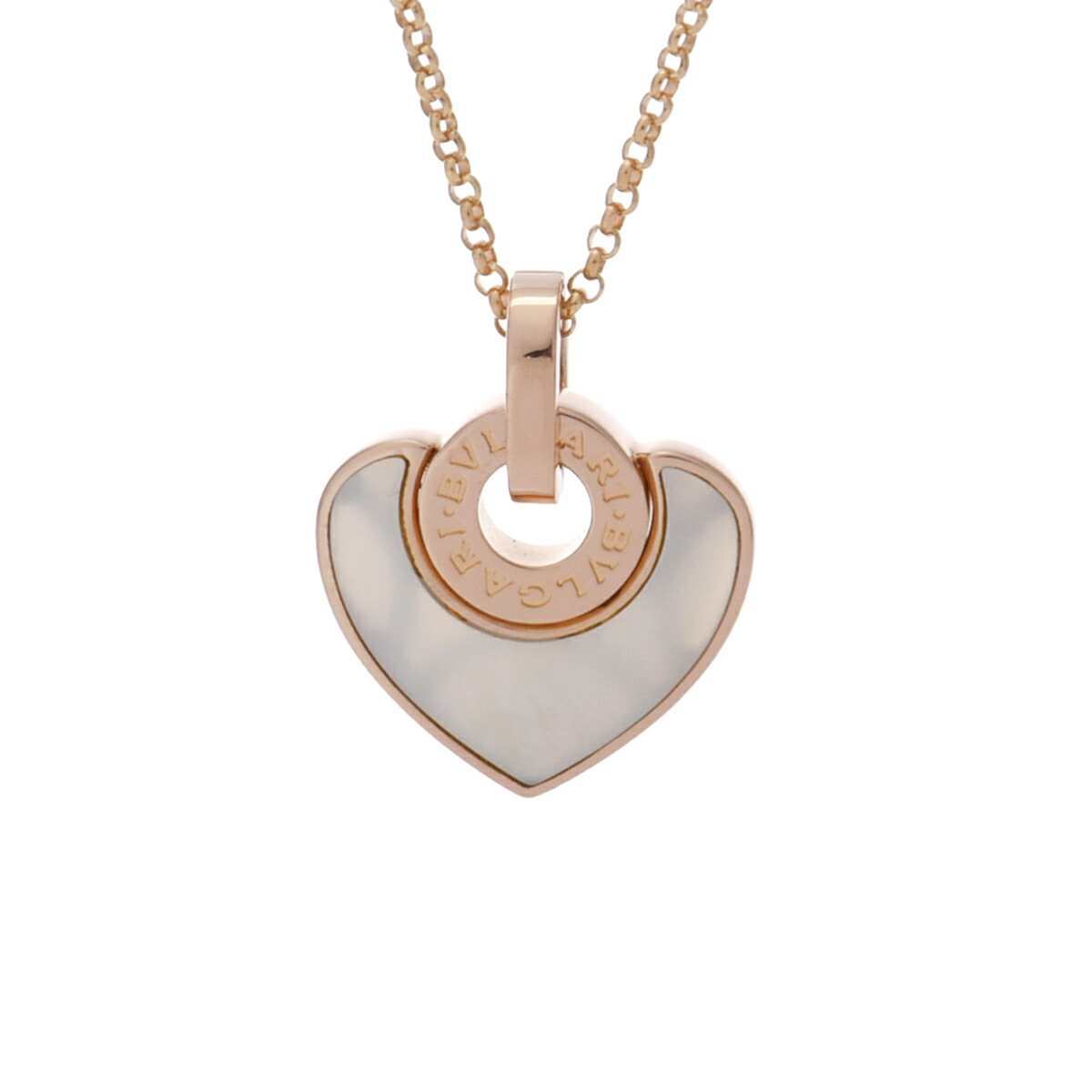 【～4/10 最大5万円クーポン】ブルガリ BVLGARI ブルガリブルガリ クオーレ ネックレス K18ピンクゴールド PG マザーオブパール レディース ネックレス ブルガリ 【ローン48回払い無金利】【中古】