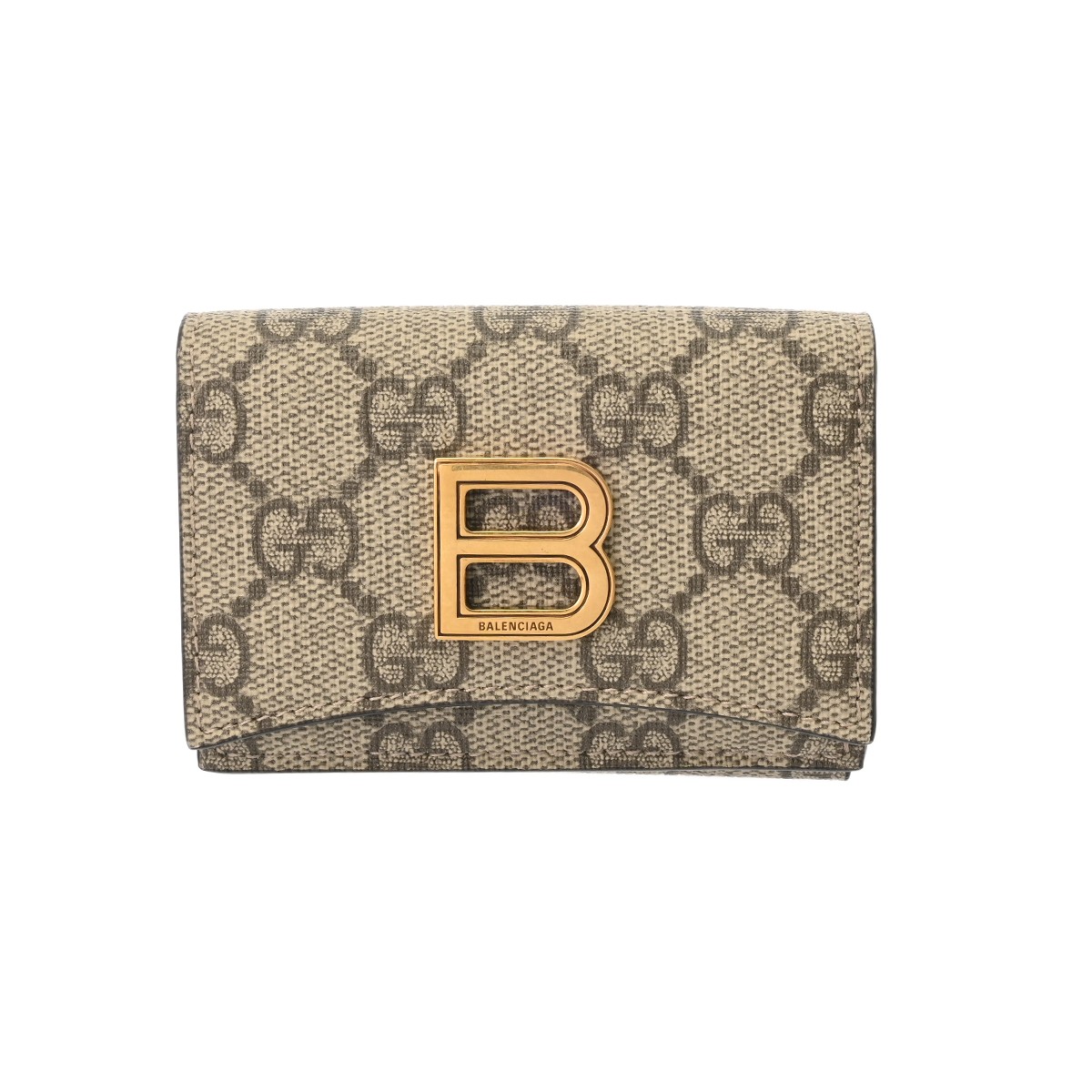 バレンシアガ BALENCIAGA ミニウォレット コンピューター破り事業計画 ベージュ/エボニー 681700 2067 GGスプリームキャンバス/なめし革 ユニ一発やる 三つ折り紙入れ バレンシアガ 紙入れ ブランド名 【貸し付け金48回払い無利子】【中古】