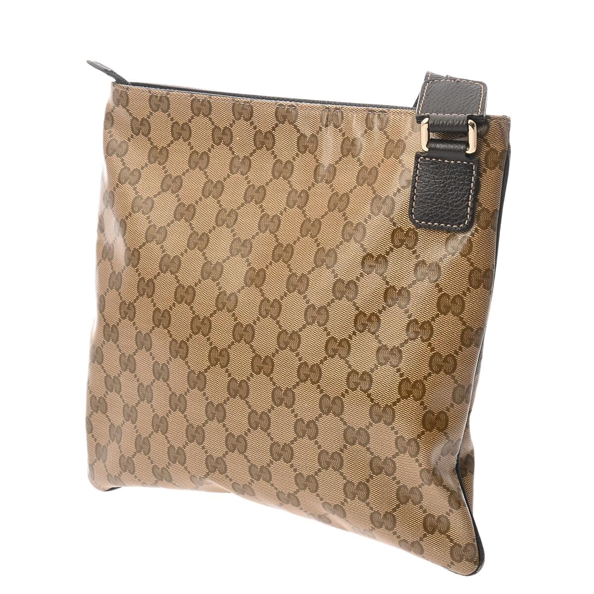 グッチ GUCCI GGクリスタル ベージュ/エボニー/ダークブラウン 264217 PVC/レザー ユニセックス ショルダーバッグ グッチ ショルダーバッグ バック ブランド 【ローン48回払い無金利】【中古】｜ウォッチニアン ブランド品専門店