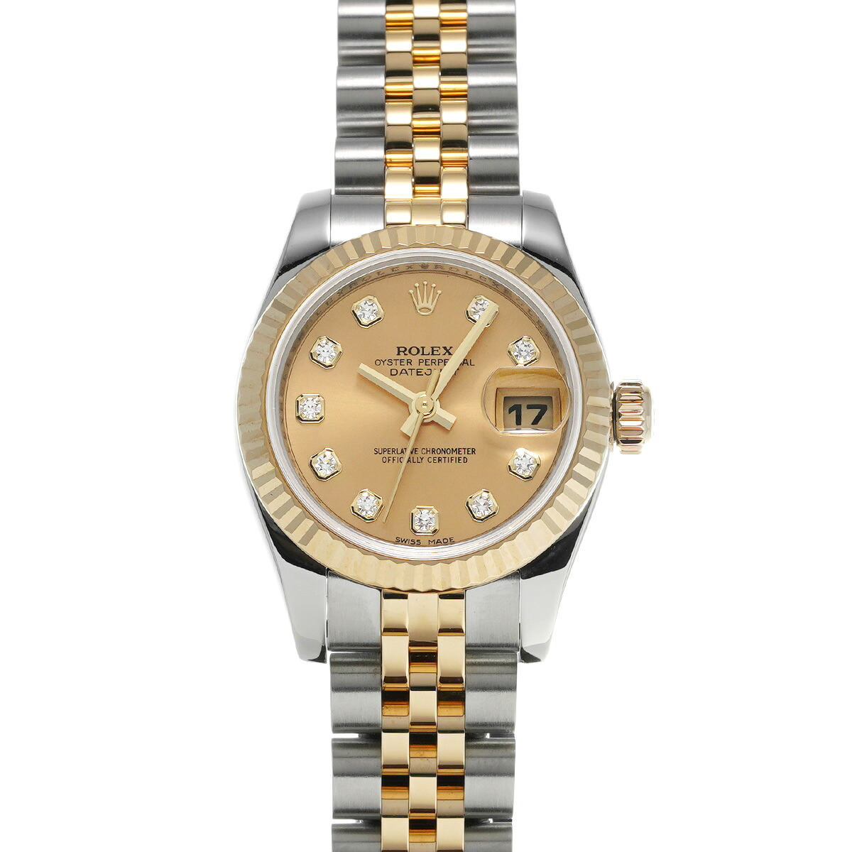 【～4/17 最大5万円クーポン】ロレックス ROLEX デイトジャスト 179173G M番(2008年頃製造) シャンパン/ダイヤモンド レディース 腕時計 ロレックス 時計 高級腕時計 ブランド 【ローン48回払い無金利】【中古】