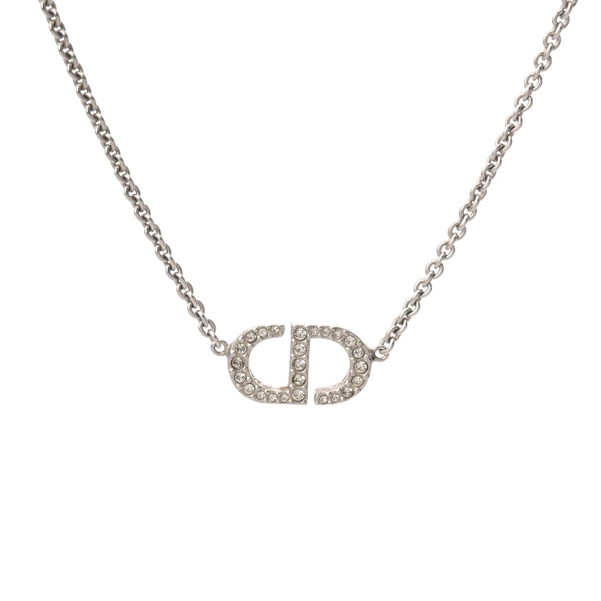 【～4/17 最大5万円クーポン】ディオール Dior Petit CD ネックレス シルバー/ホワイト N2241WOMCY_D001 メタル/クリスタル レディース ネックレス ディオール 【ローン48回払い無金利】【中古】
