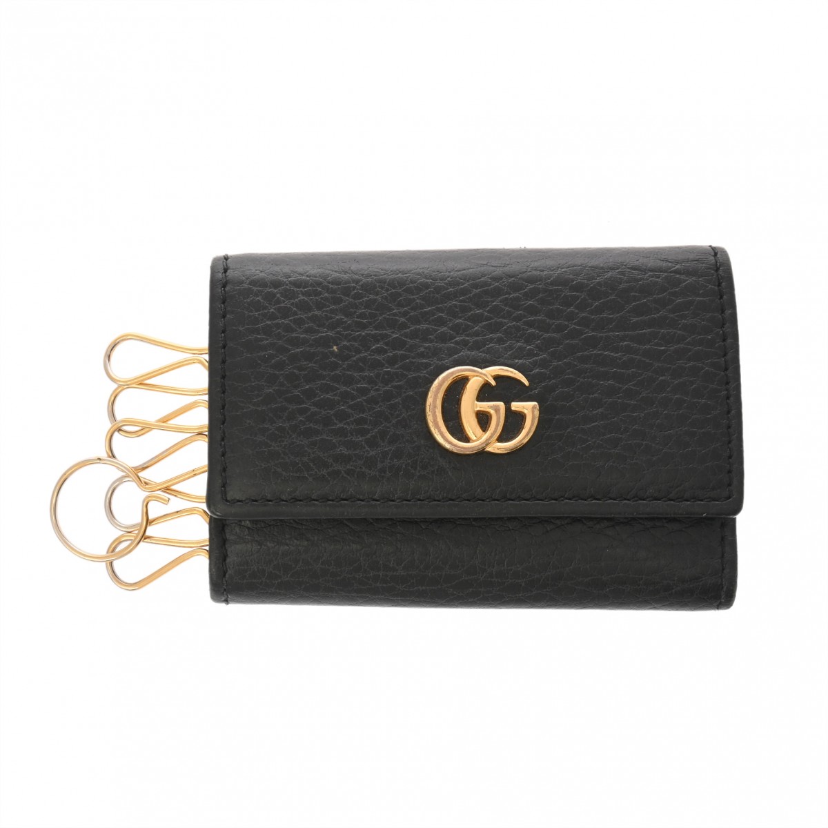 【～4/17 最大5万円クーポン】グッチ GUCCI ダブルG キーケース ブラック 456118・0959 レザー レディース キーケース グッチ 【ローン48回払い無金利】【中古】