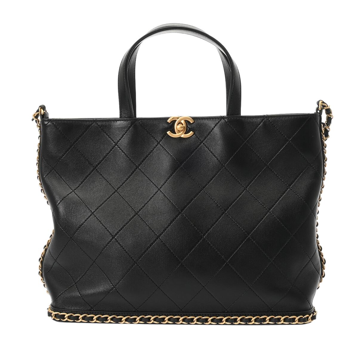 シャネル CHANEL マトラッセ スモールショッピングバッグ ブラック カーフスキン レディース ハンドバッグ chanel シャネル バッグ バック ブランド 【ローン48回払い無金利】【中古】