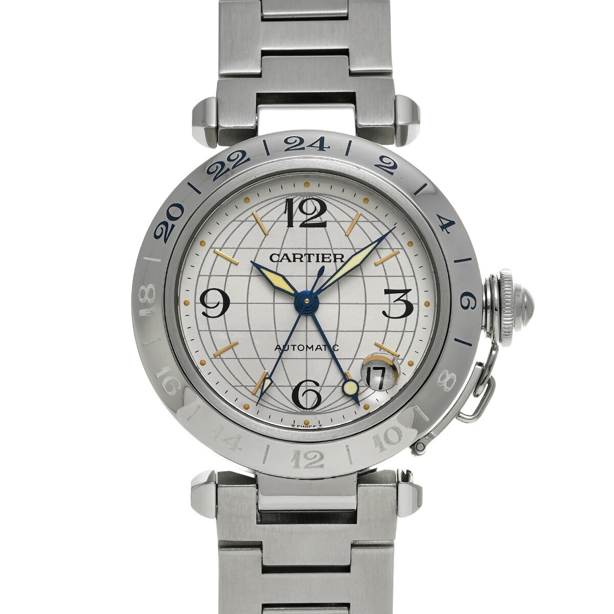 カルティエ CARTIER パシャC メリディアン GMT W31029M7 シルバー ユニセックス 腕時計 カルティエ 時計 高級腕時計 ブランド 【ローン48回払い無金利】【中古】