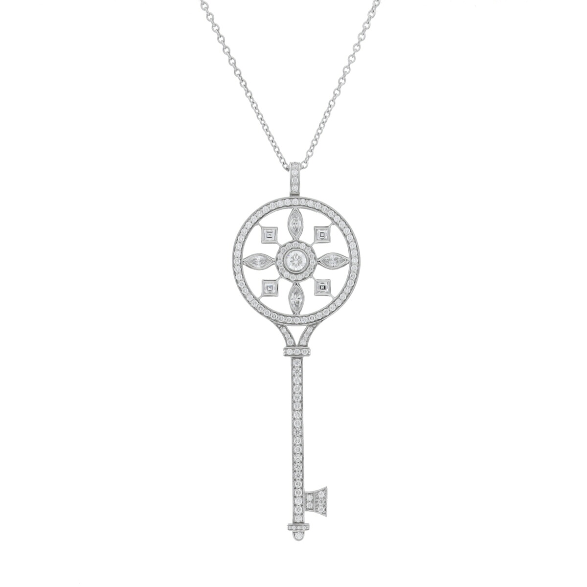 【～7/26 最大5万円クーポン】ティファニー TIFFANY & Co. カレイドスコープキー ネックレス Pt950プラチナ/K18ホワイトゴールド WG ダイヤモンド レディース ネックレス ティファニー 【ローン48回払い無金利】【中古】｜ウォッチニアン ブランド品専門店