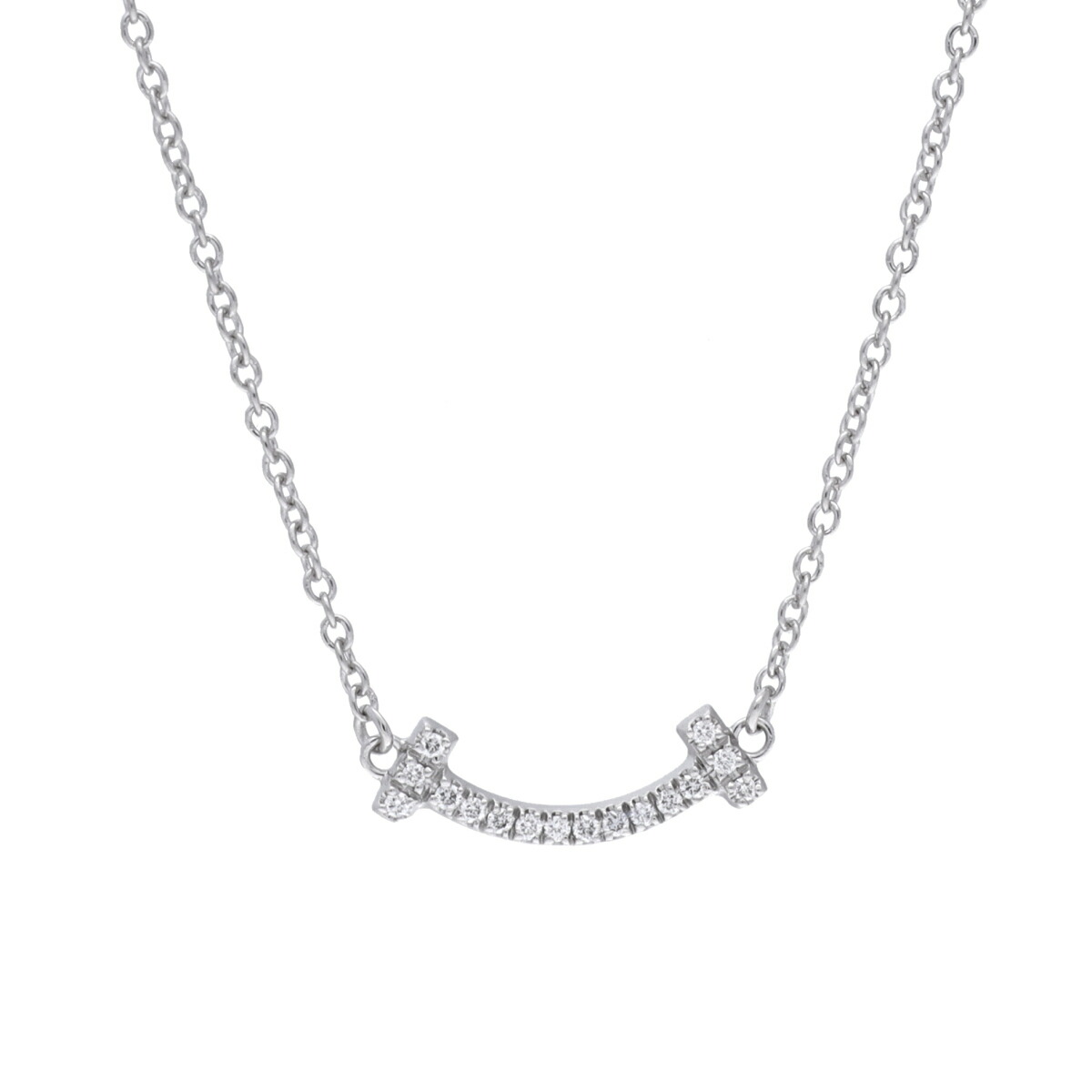 【～4/10 最大5万円クーポン】ティファニー TIFFANY & Co. Tスマイル ネックレス ミニ K18ホワイトゴールド WG ダイヤモンド レディース ネックレス ティファニー 【ローン48回払い無金利】【中古】