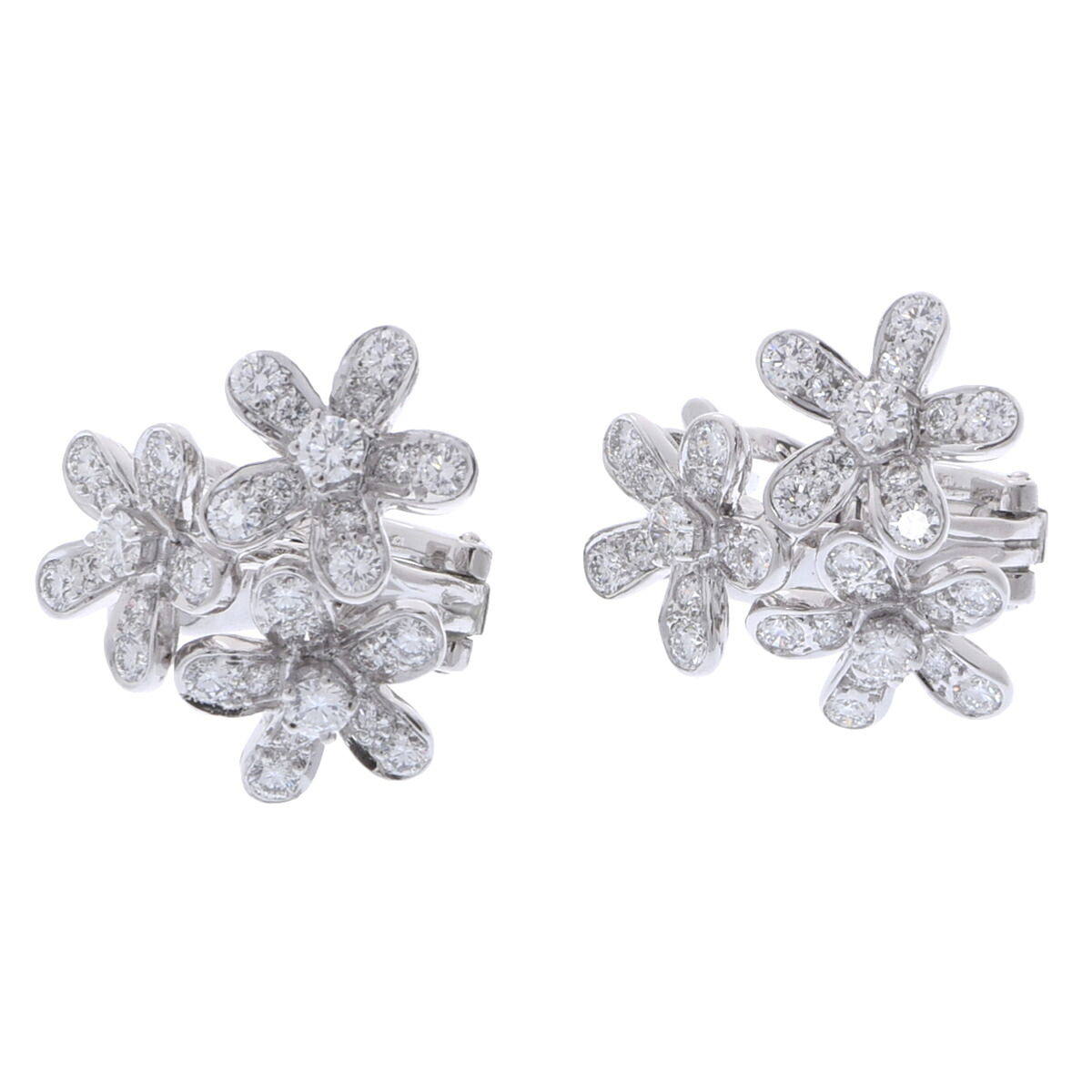【~4/10 最大5万円クーポン】ヴァン クリーフ&アーペル Van Cleef & Arpels ソクラテス ピアス 3フラワー K18ホワイトゴールド WG ダイヤモンド レディース ピアス ヴァン クリーフ&アーペル 【ローン48回払い無金利】【中古】