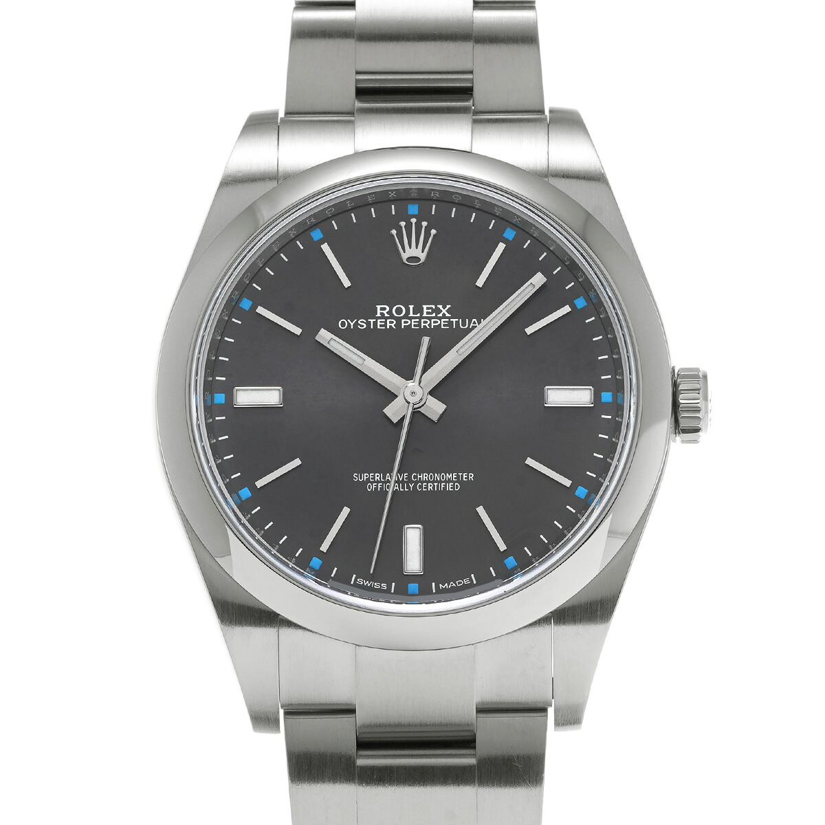 ロレックス ROLEX オイスターパーペチュアル 39 ダークロジウム 114300 ランダムシリアル グレー メンズ 腕時計 ロレックス 時計 高級腕時計 ブランド 【ローン48回払い無金利】【中古】