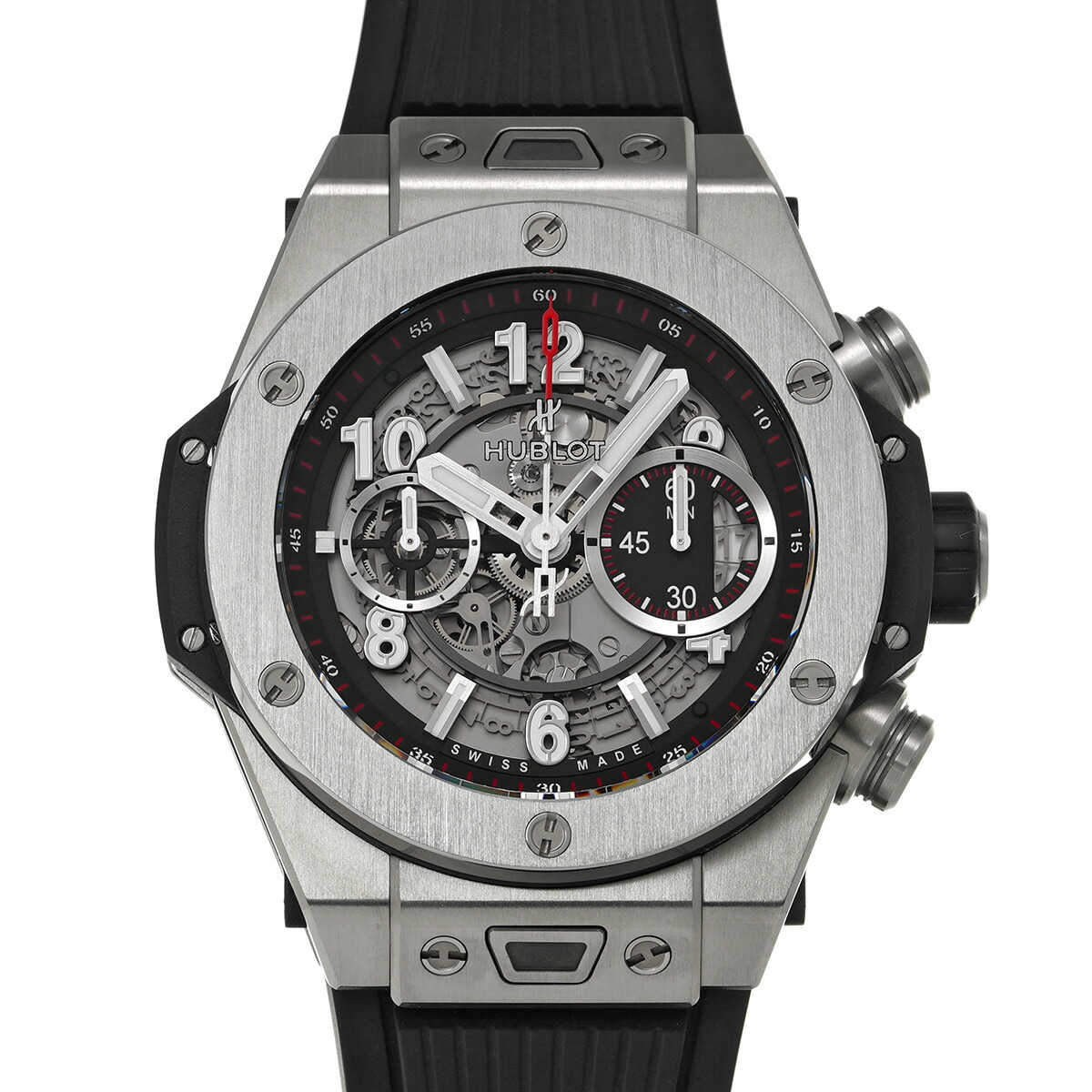 【～4/10 最大5万円クーポン】ウブロ HUBLOT ビッグバン ウニコ チタニウム 411.NX.1170.RX マットブラックスケルトン メンズ 腕時計 ウブロ 時計 高級腕時計 ブランド 【ローン48回払い無金利】【中古】