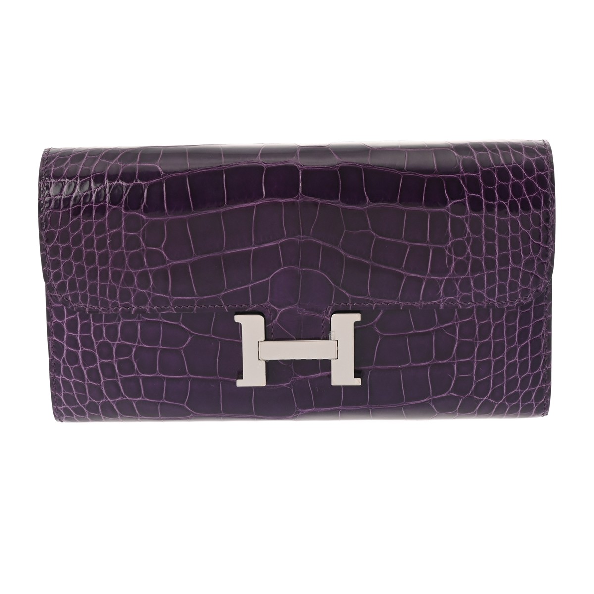 【～4/17 最大5万円クーポン】エルメス HERMES コンスタンス ロング トゥーゴー アメジスト アリゲーターリセ ユニセックス 長財布 エルメス 財布 ブランド 【ローン48回払い無金利】【中古】