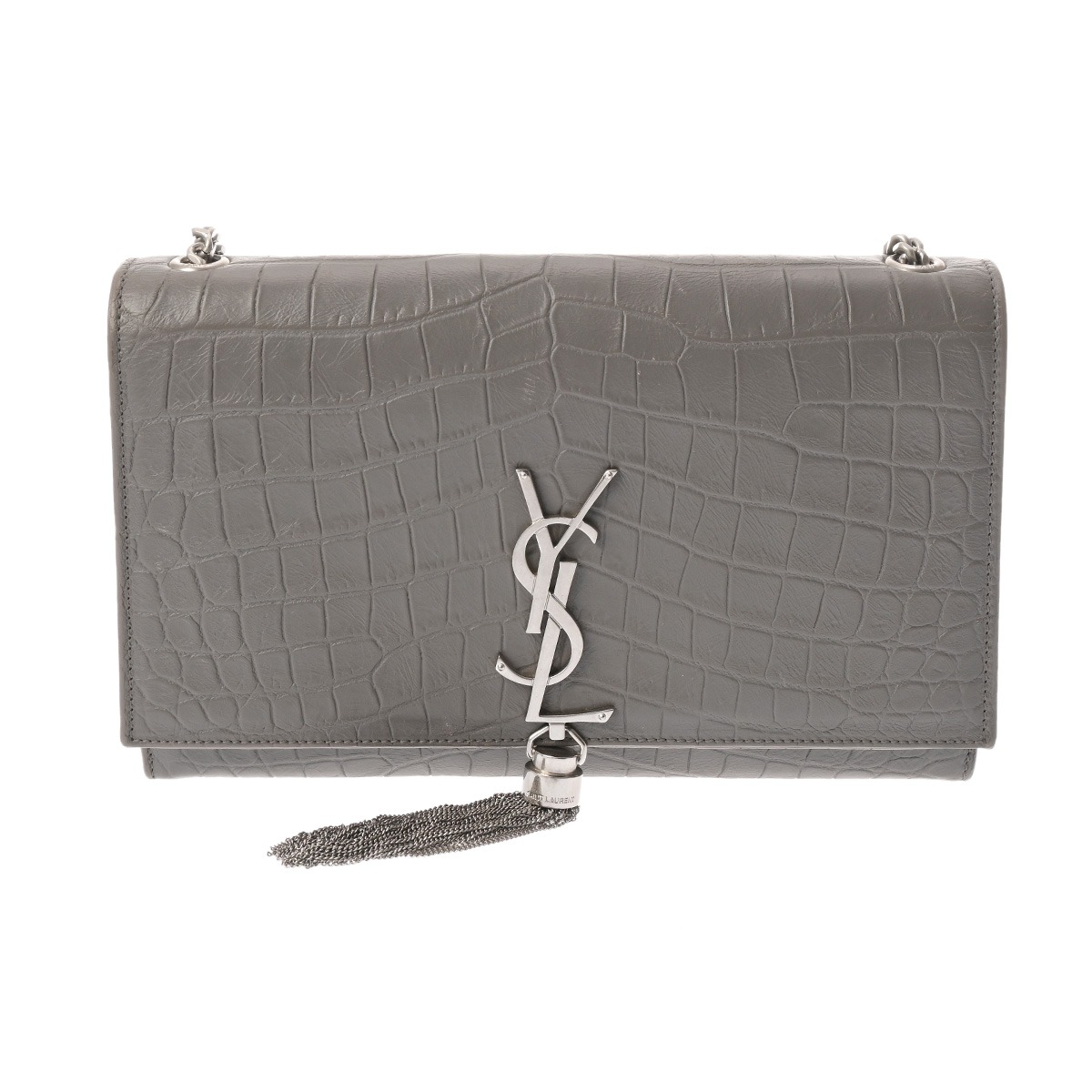 【～4/17 最大5万円クーポン】サンローラン SAINT LAURENT ケイト タッセル ミディアム グレー PTR354119 0116 クロコダイルエンボスレザー レディース ショルダーバッグ サンローラン ショルダーバッグ バック ブランド 【ローン48回払い無金利】【中古】