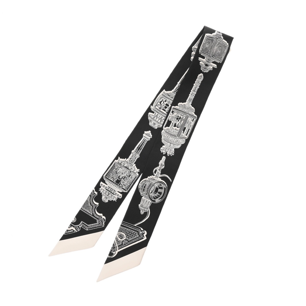 エルメス HERMES ツイリー MERVEILLEUSES LANTERNES ブラック/ホワイト シルク100％ レディース スカーフ エルメス 【ローン36回払い無金利】【新品】