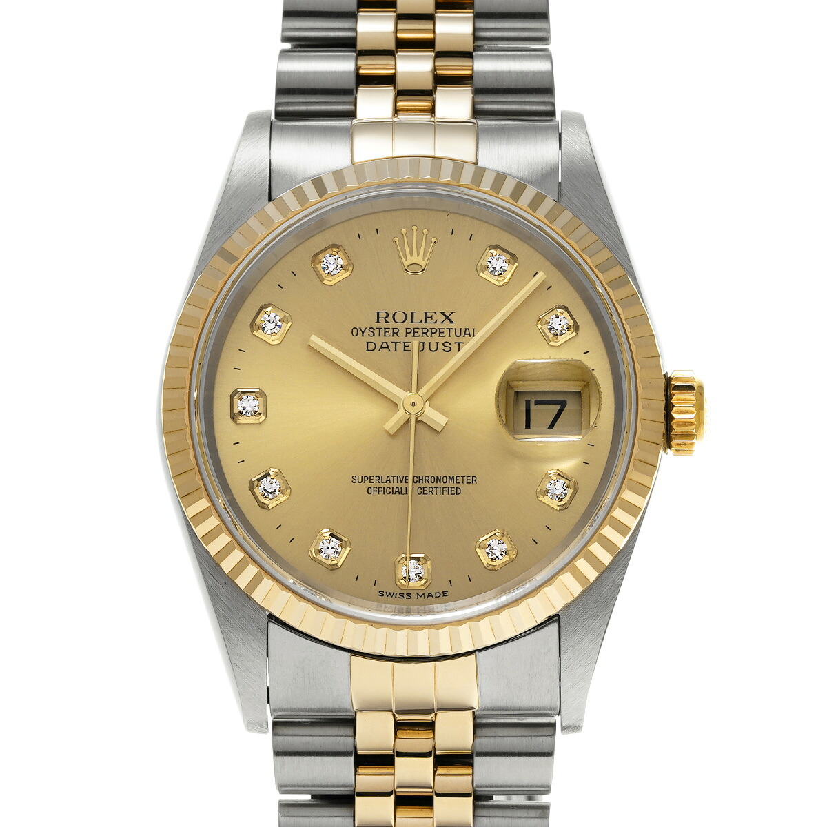 ロレックス ROLEX デイトジャスト 16233G P番(2000年頃製造) シャンパン/ダイヤモンド メンズ 腕時計 ロレックス 時計 高級腕時計 ブランド 【ローン48回払い無金利】【中古】