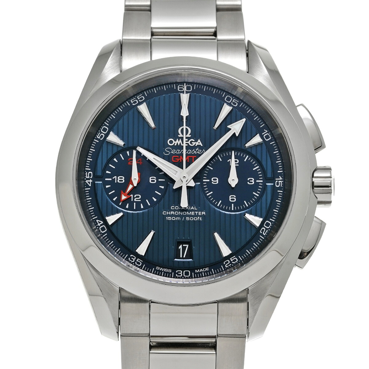 【～4/10 最大5万円クーポン】オメガ OMEGA シーマスター アクアテラ コーアクシャル GMT クロノグラフ 231.10.43.52.03.00?1 ブルー メンズ 腕時計 オメガ 時計 高級腕時計 ブランド 【ローン48回払い無金利】【中古】