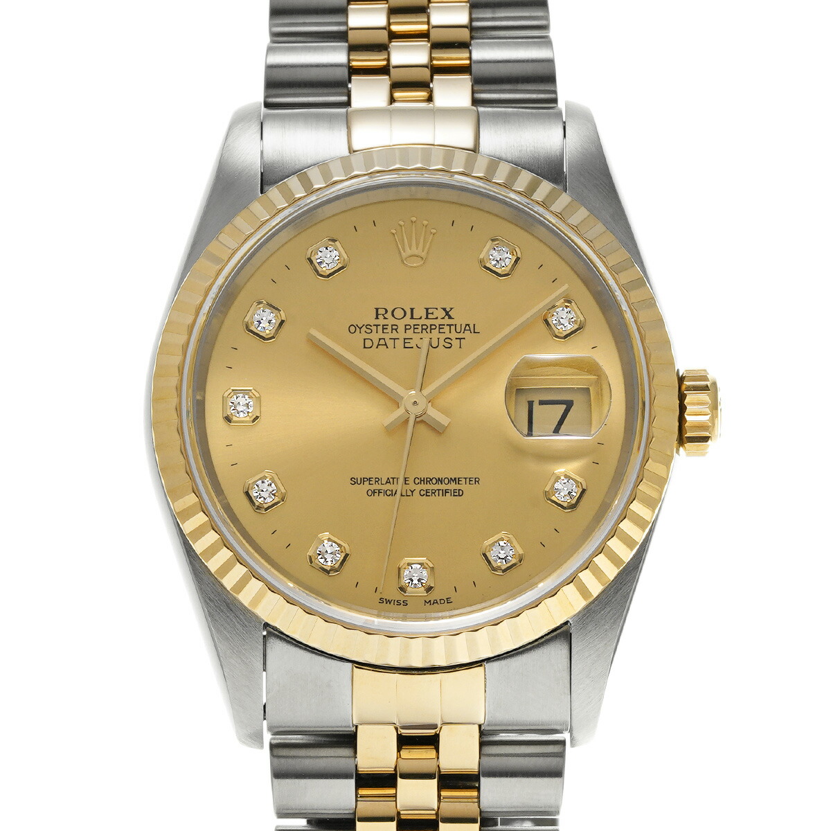ロレックス ROLEX デイトジャスト 16233G U番(1997年頃製造) シャンパン/ダイヤモンド メンズ 腕時計 ロレックス 時計 高級腕時計 ブランド 【ローン48回払い無金利】【中古】