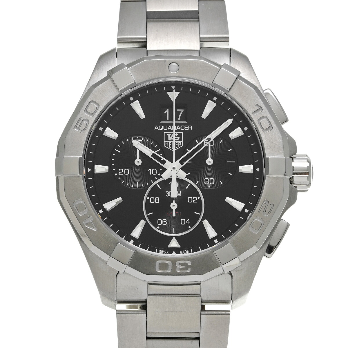 【～4/10 最大5万円クーポン】タグ ホイヤー TAG HEUER アクアレーサー クォーツ クロノグラフ CAY1110.BA0927 ブラック メンズ 腕時計 タグ ホイヤー 時計 高級腕時計 ブランド 【ローン48回払い無金利】【中古】