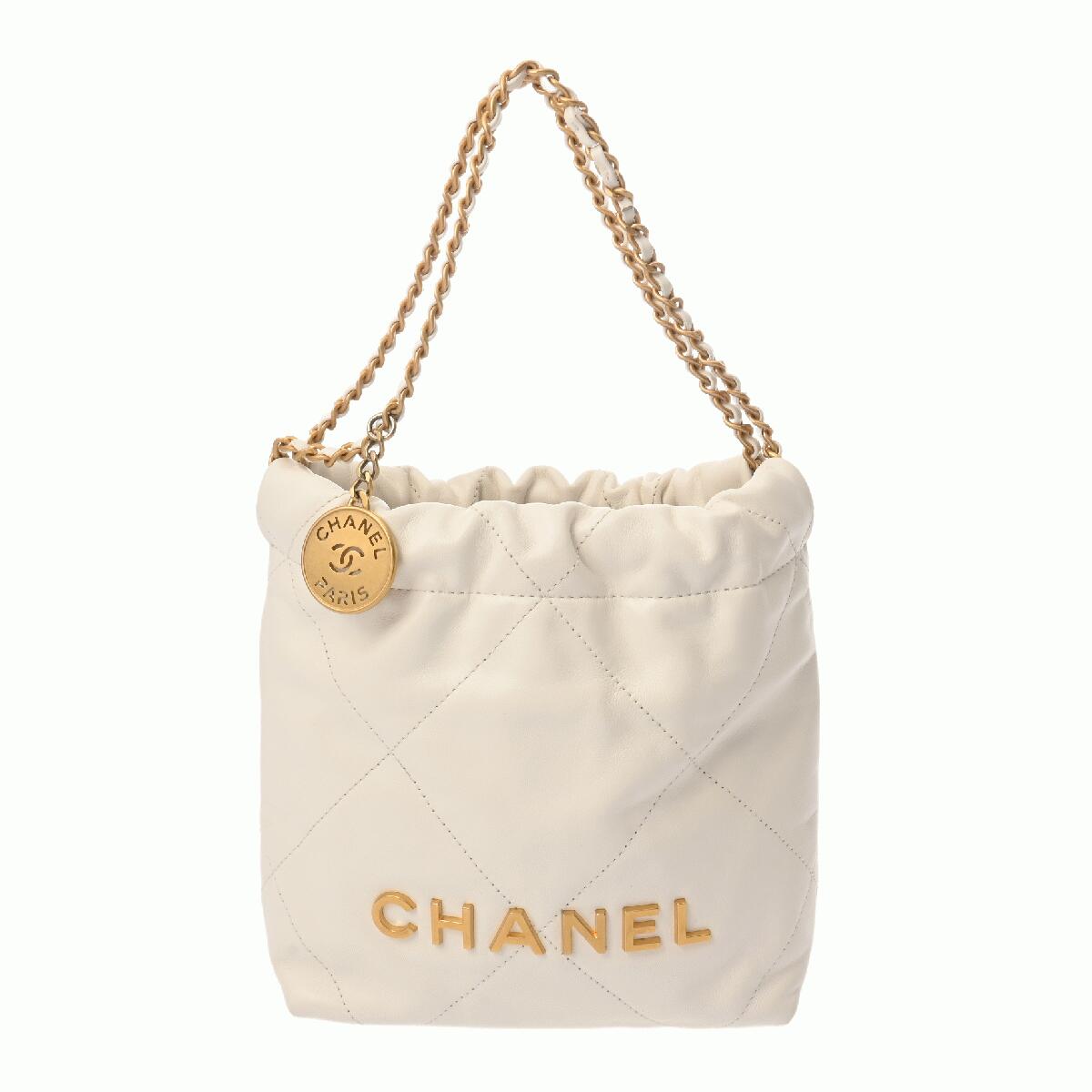 シャネル CHANEL ミニ ハンドバッグ CHANEL22 ホワイト AS3980 シャイニーカーフスキン レディース ハンドバッグ chanel シャネル バッグ バック ブランド 【ローン48回払い無金利】【中古】 244,710円