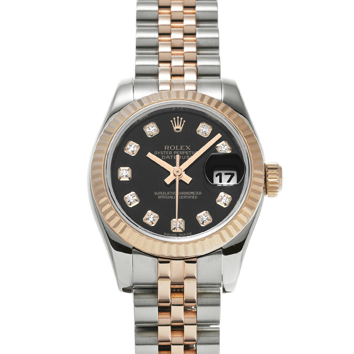 【～4/17 最大5万円クーポン】ロレックス ROLEX デイトジャスト 179171G V番(2009年頃製造) ブラック/ダイヤモンド レディース 腕時計 ロレックス 時計 高級腕時計 ブランド 【ローン48回払い無金利】【中古】