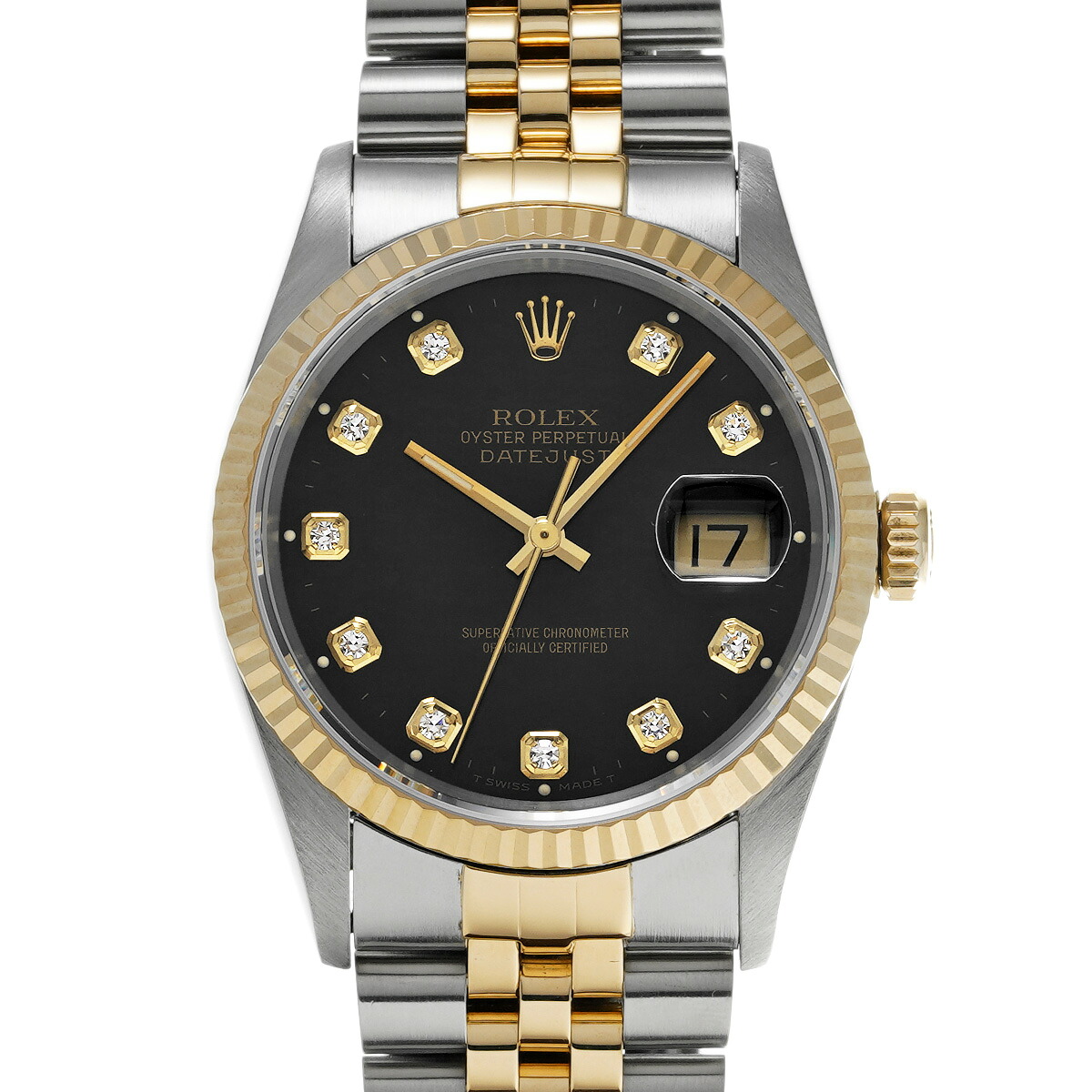 ロレックス ROLEX デイトジャスト 16233G W番(1995年頃製造) ブラック/ダイヤモンド メンズ 腕時計 ロレックス 時計 高級腕時計 ブランド 【ローン48回払い無金利】【中古】