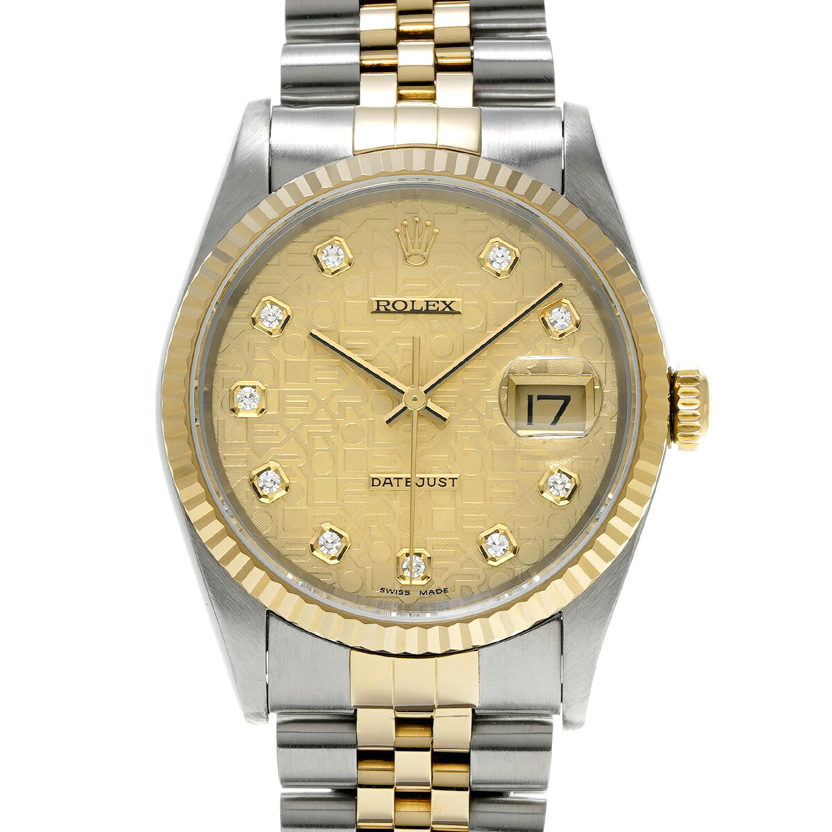 ロレックス ROLEX デイトジャスト 16233G K番(2001年頃製造) シャンパンコンピュータ/ダイヤモンド メンズ 腕時計 ロレックス 時計 高級腕時計 ブランド 【ローン48回払い無金利】【中古】
