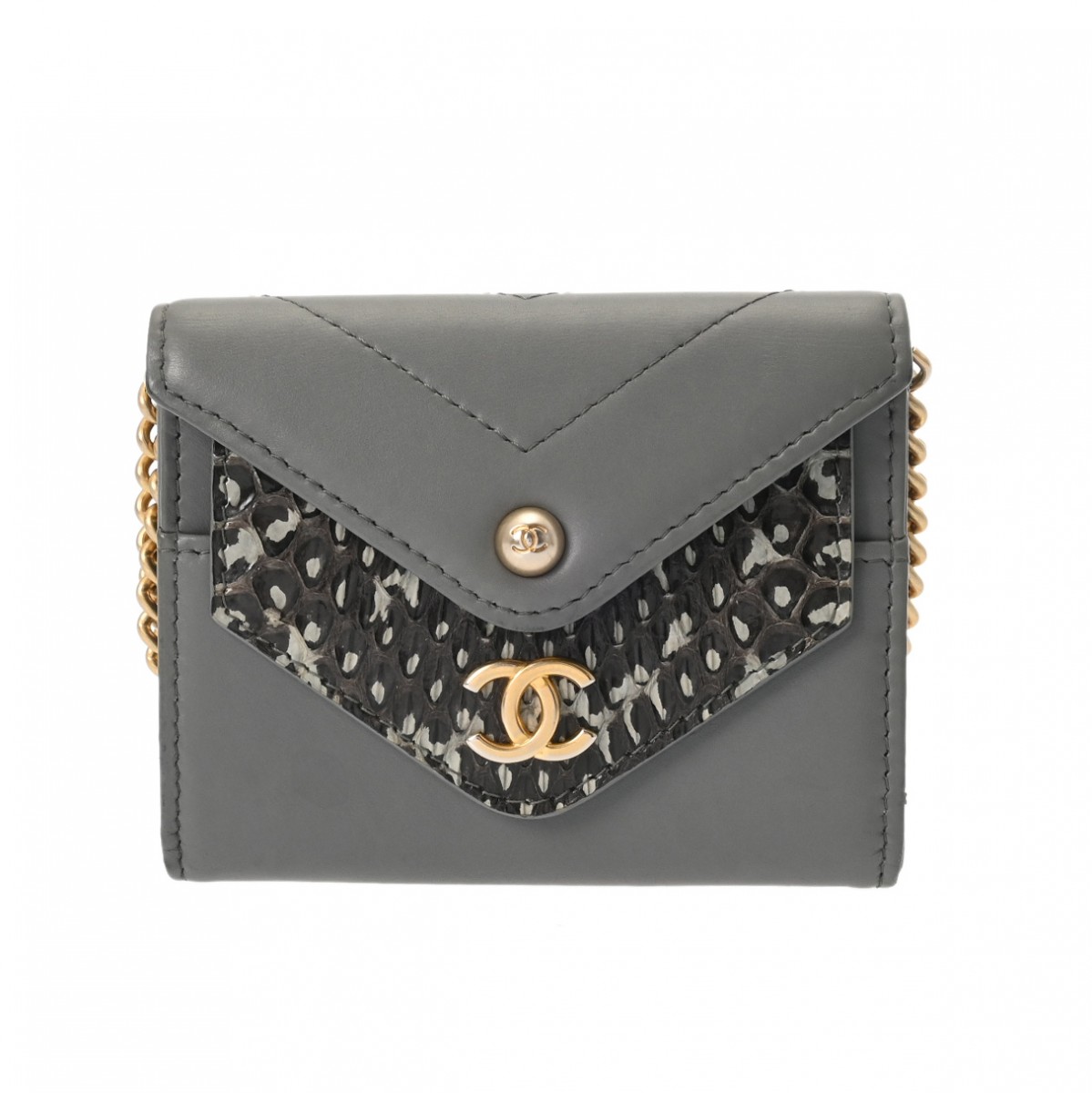 【～7/26 最大5万円クーポン】シャネル CHANEL チェーンウォレット グレー A70313 パイソン/カーフ レディース ショルダーバッグ chanel シャネル バッグ バック ブランド 【ローン48回払い無金利】【中古】｜ウォッチニアン ブランド品専門店
