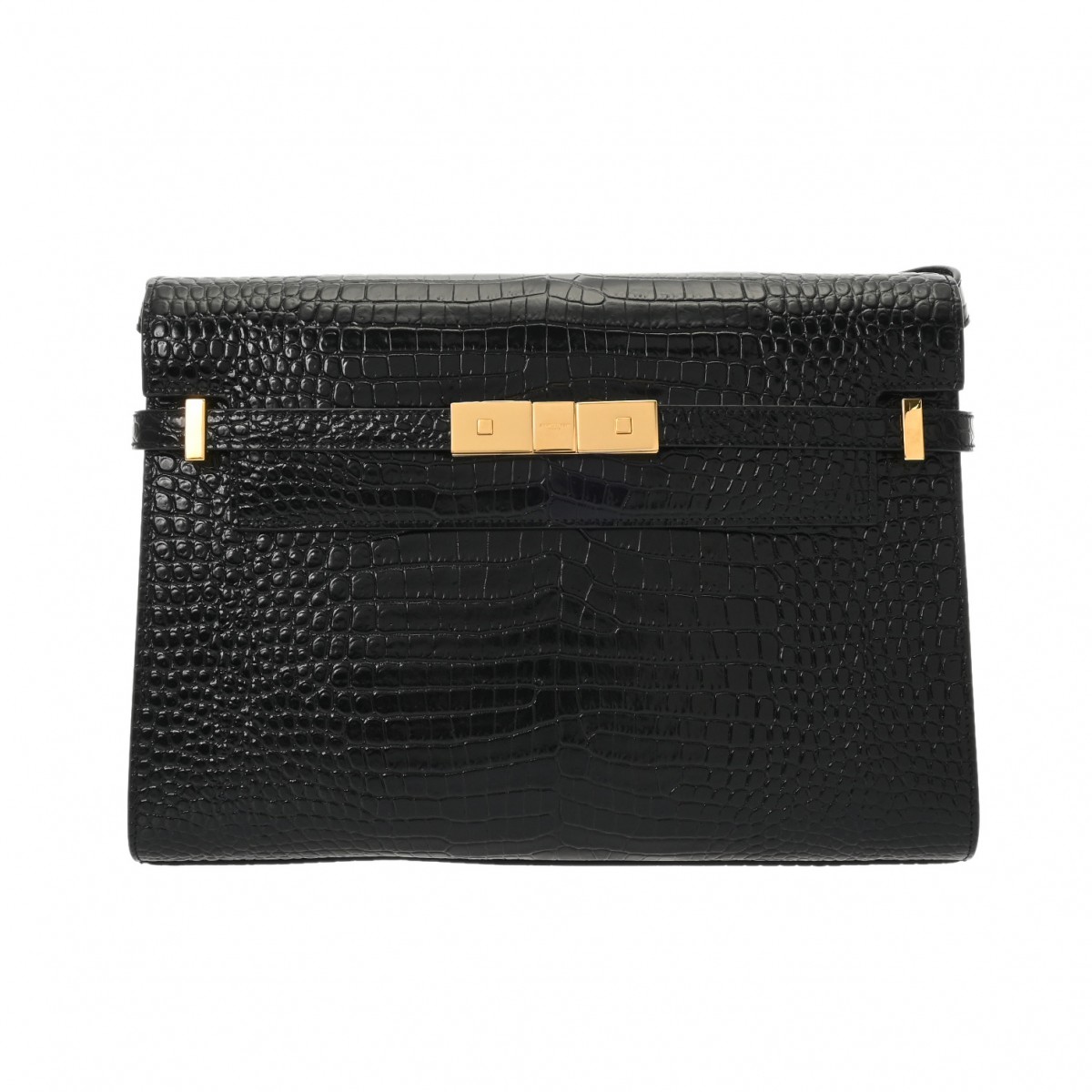 【～4/17 最大5万円クーポン】サンローラン SAINT LAURENT マンハッタン ブラック GAB579271･0621 クロコダイルエンボスシャイニーレザー レディース ショルダーバッグ サンローラン ショルダーバッグ バック ブランド 【ローン48回払い無金利】【中古】