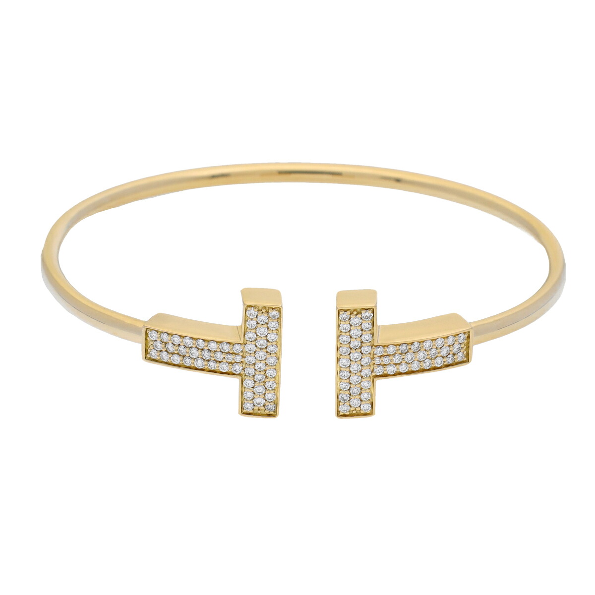 ティファニー TIFFANY & Co. Tワイヤー ワイド バングル #L K18イエローゴールド YG ダイヤモンド レディース ブレスレット ティファニー 【ローン48回払い無金利】【中古】｜ウォッチニアン ブランド品専門店