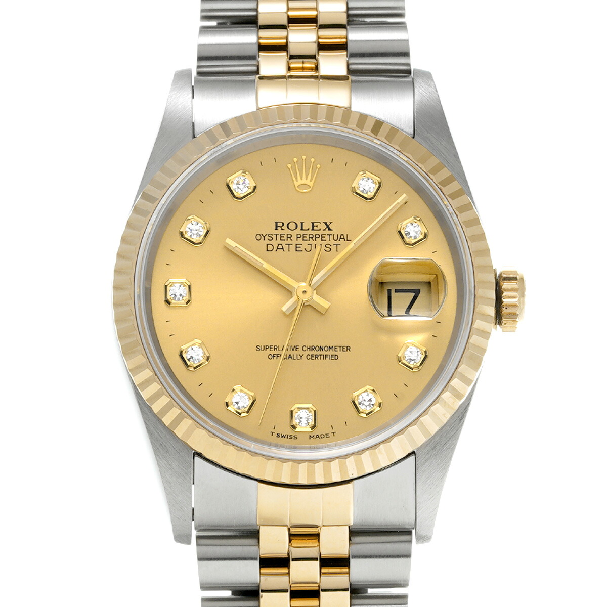ロレックス ROLEX デイトジャスト 16233G W番(1995年頃製造) シャンパン/ダイヤモンド メンズ 腕時計 ロレックス 時計 高級腕時計 ブランド 【ローン48回払い無金利】【中古】