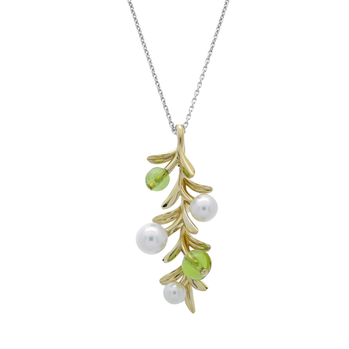ミキモト MIKIMOTO オリーブリーフネックレス K18イエローゴールド YG/K10ホワイトゴールド WG/ペリドット レディース ネックレス ミキモト 【ローン48回払い無金利】【中古】